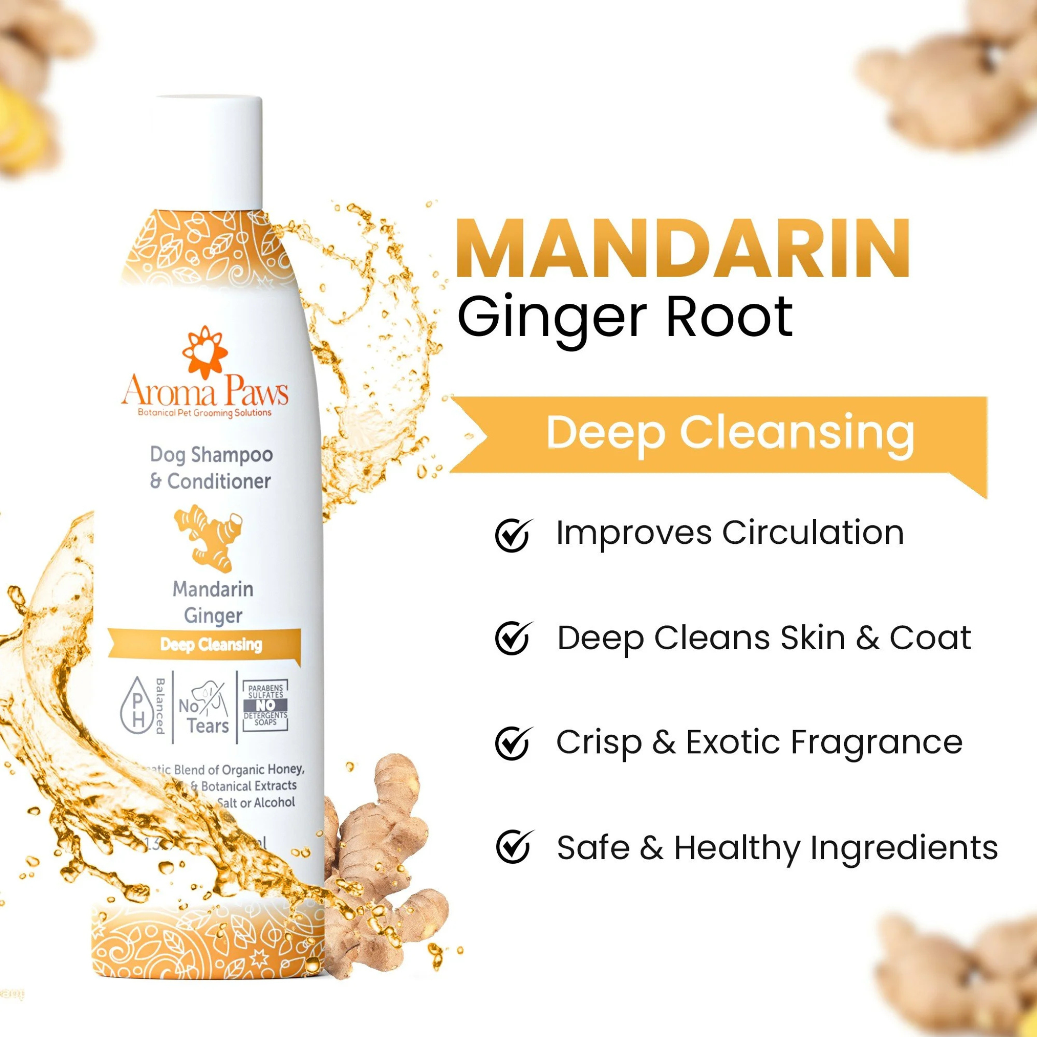 AROMA PAWS Dog - Mandarin Ginger Deep Cleansing Shampoo 13.5 oz