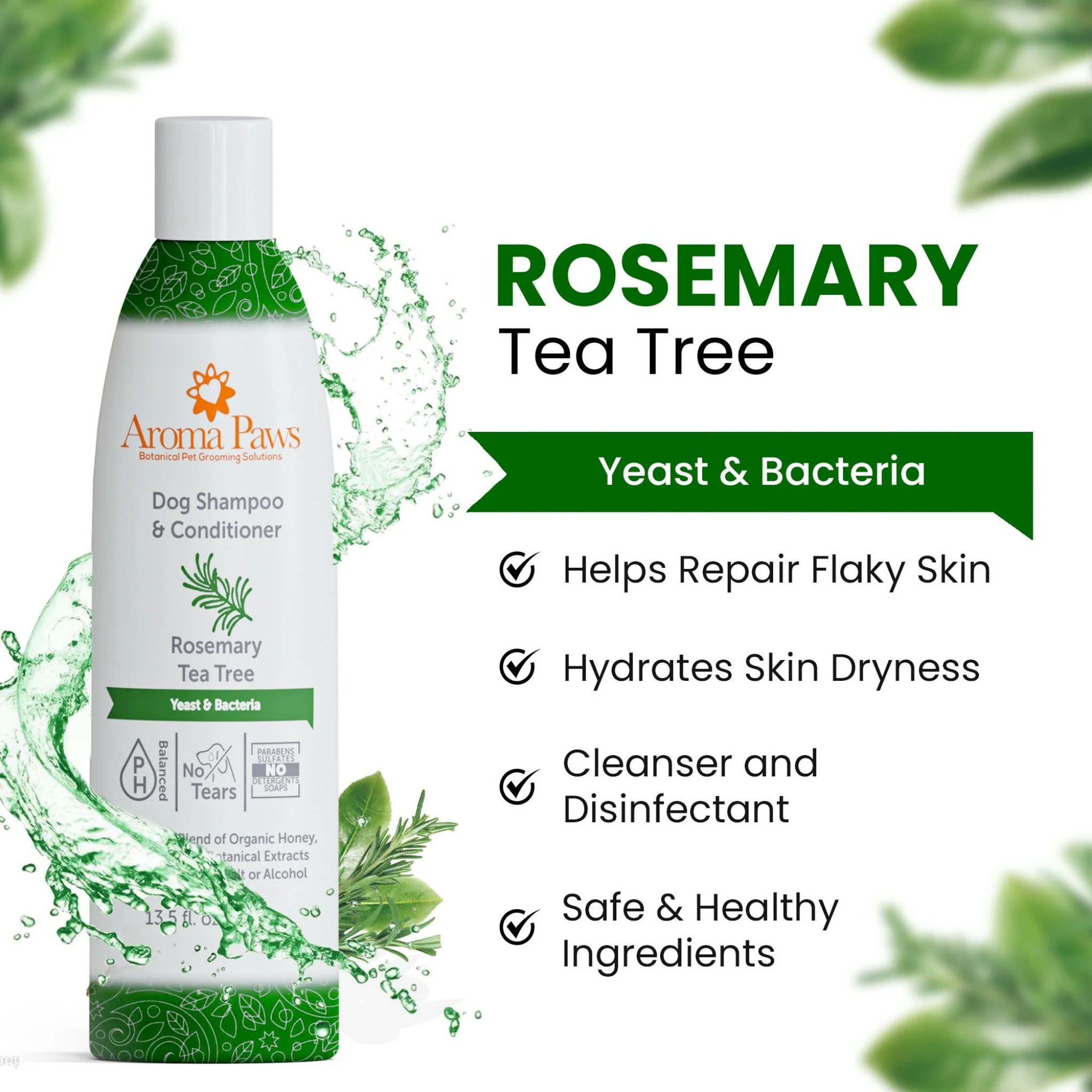 AROMA PAWS Dog - Rosemary Tea Tree Yeast & Bacteria Shampoo 13.5 oz