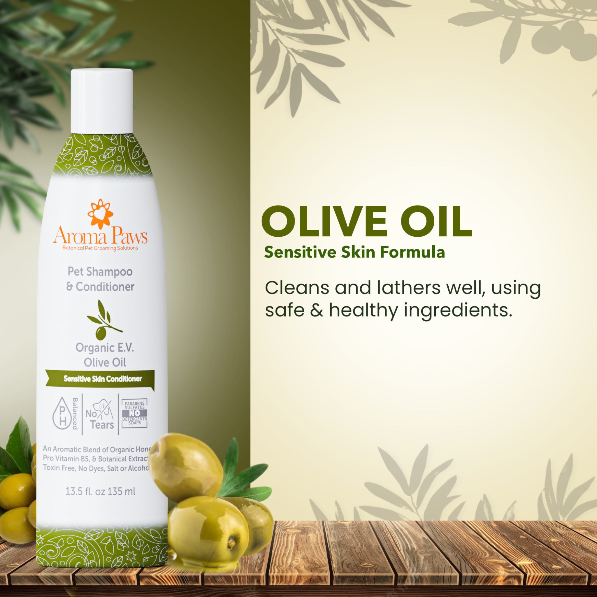AROMA PAWS Dog - Organic Olive Oil Sensitive Skin Shampoo 13.5 oz
