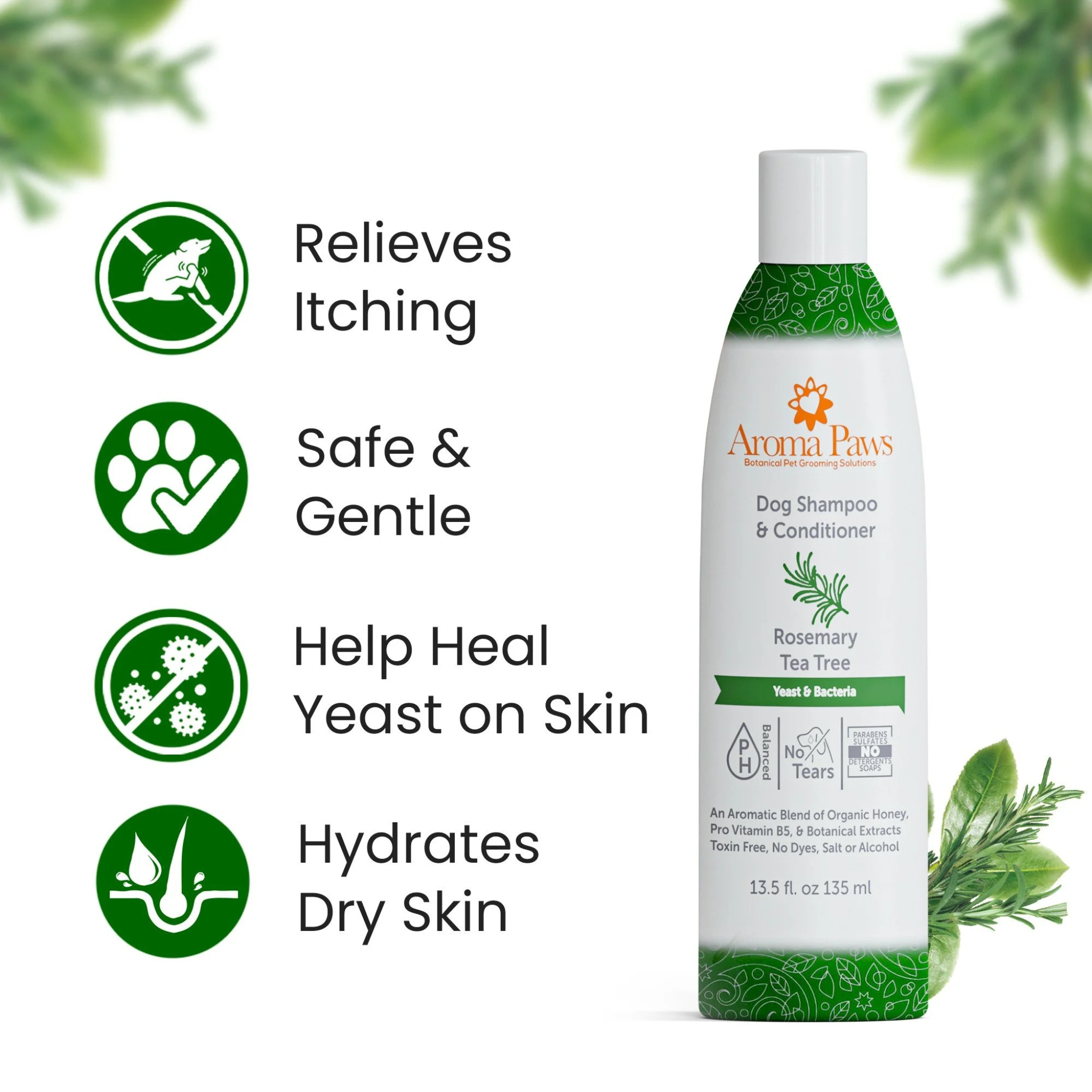 AROMA PAWS Dog - Rosemary Tea Tree Yeast & Bacteria Shampoo 13.5 oz