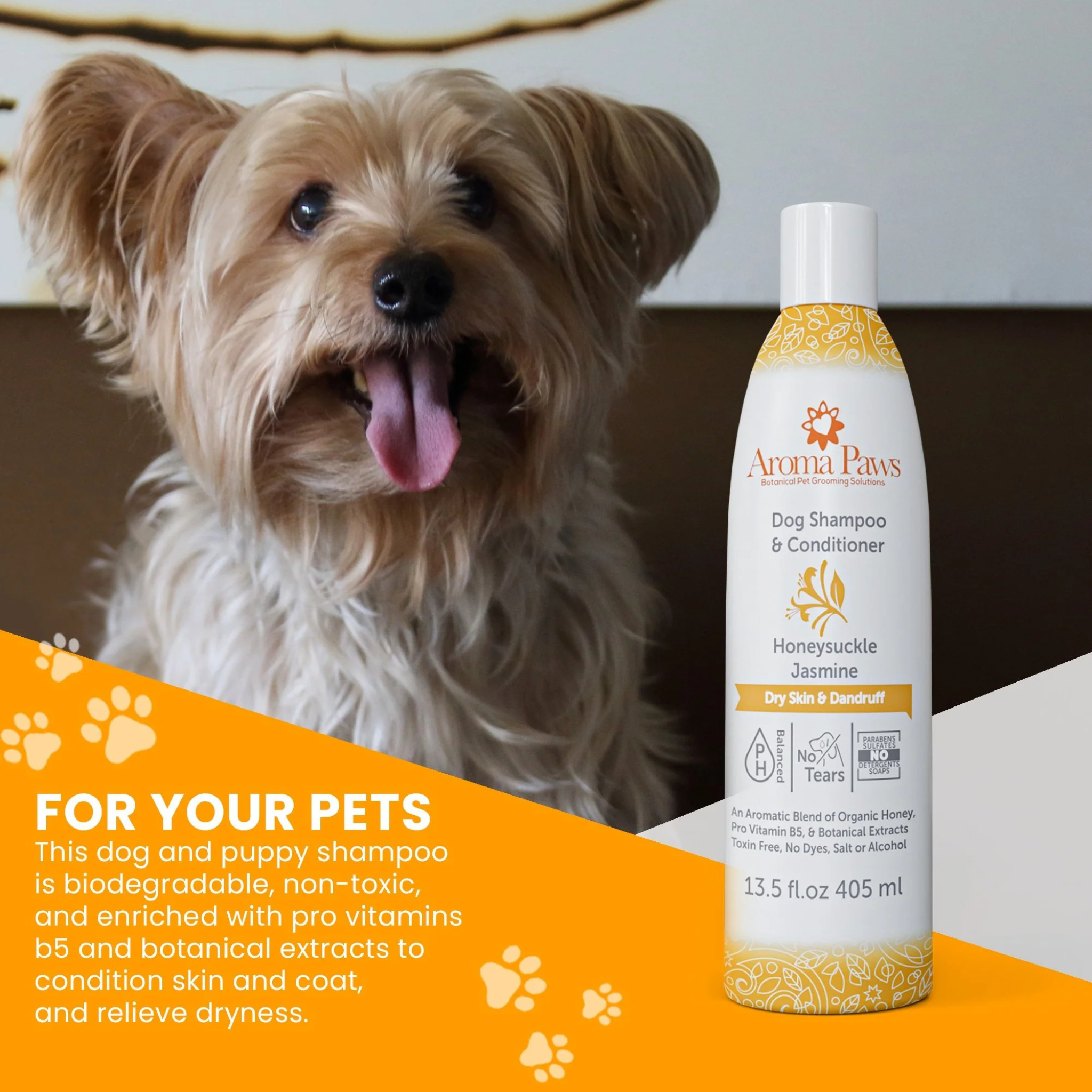 AROMA PAWS Dog - Honeysuckle Jasmine Dry Skin & Dandruff Shampoo 13.5 oz