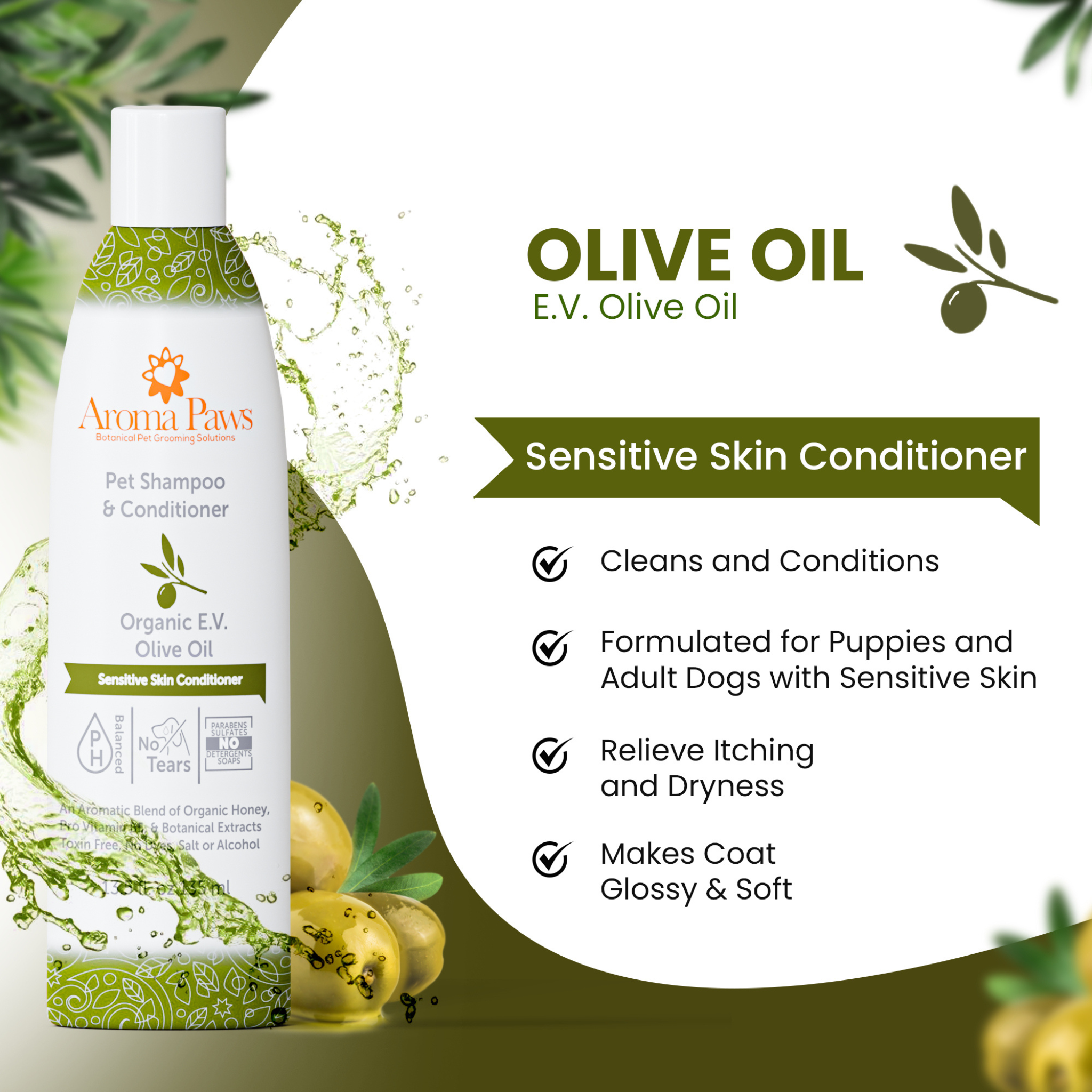 AROMA PAWS Dog - Organic Olive Oil Sensitive Skin Shampoo 13.5 oz