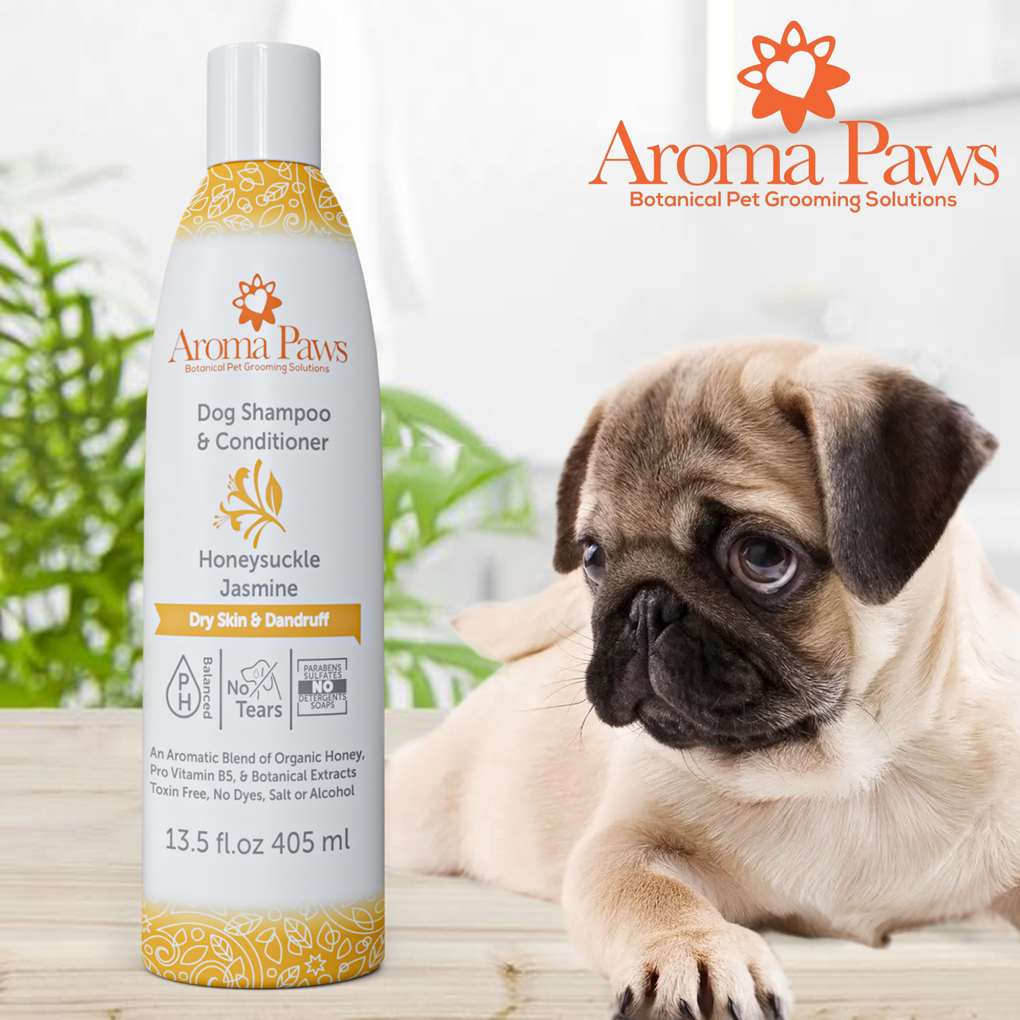 AROMA PAWS Dog - Honeysuckle Jasmine Dry Skin & Dandruff Shampoo 13.5 oz