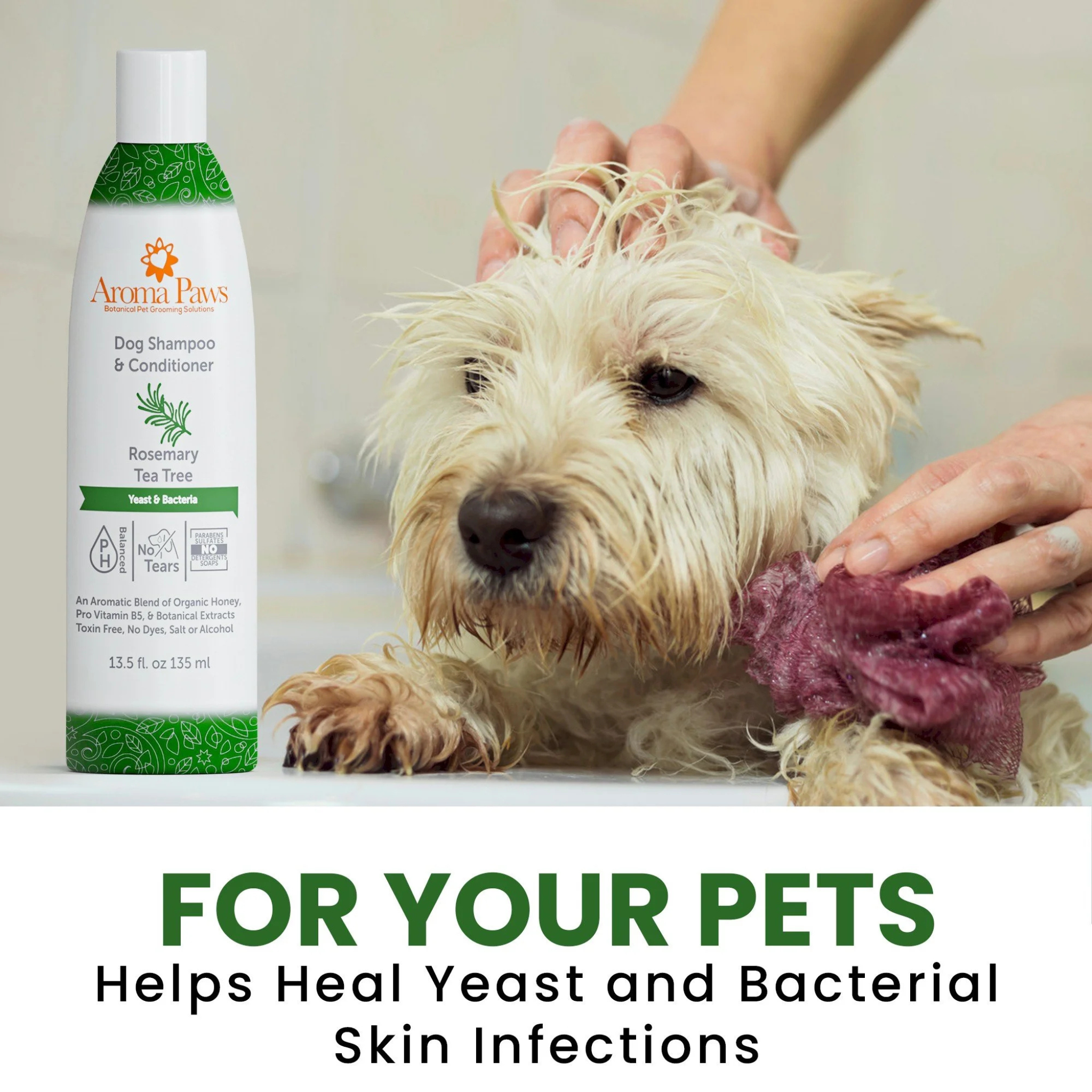 AROMA PAWS Dog - Rosemary Tea Tree Yeast & Bacteria Shampoo 13.5 oz