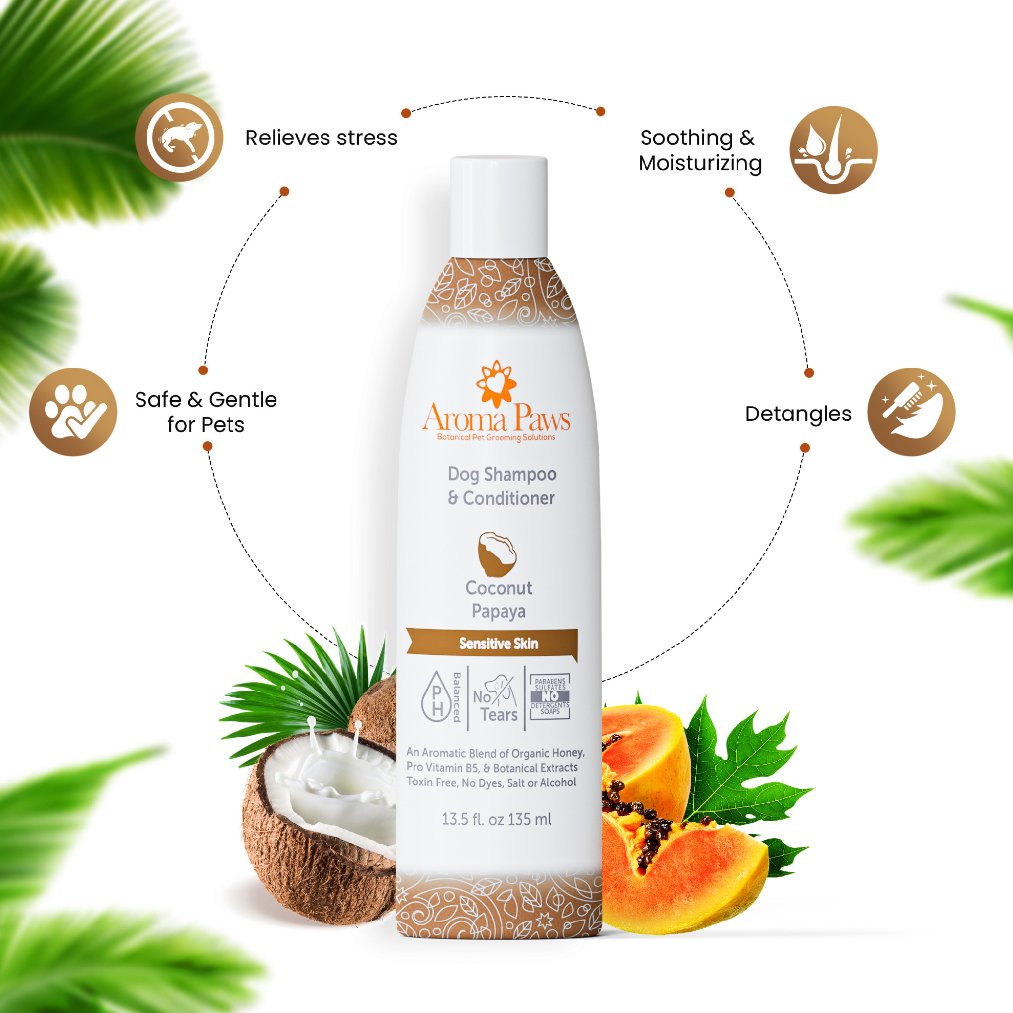 AROMA PAWS Dog - Coconut Papaya Sensitive Skin Shampoo 13.5 oz