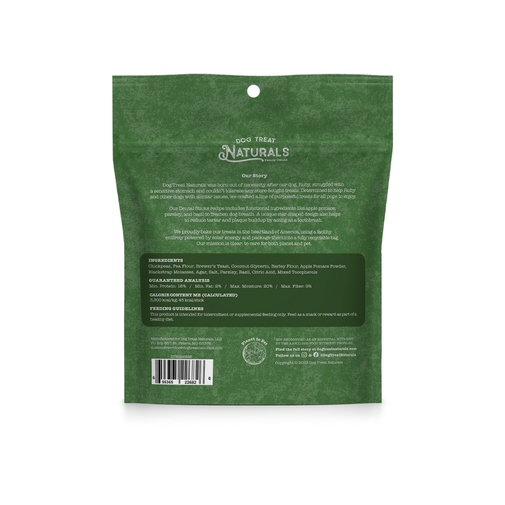 DOG TREAT NATURALS Dog - Dental Sticks Basil 10 oz