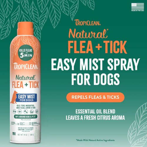 TROPICLEAN Dog - Natural Flea & Tick Home Easy Mist Spray 14 oz