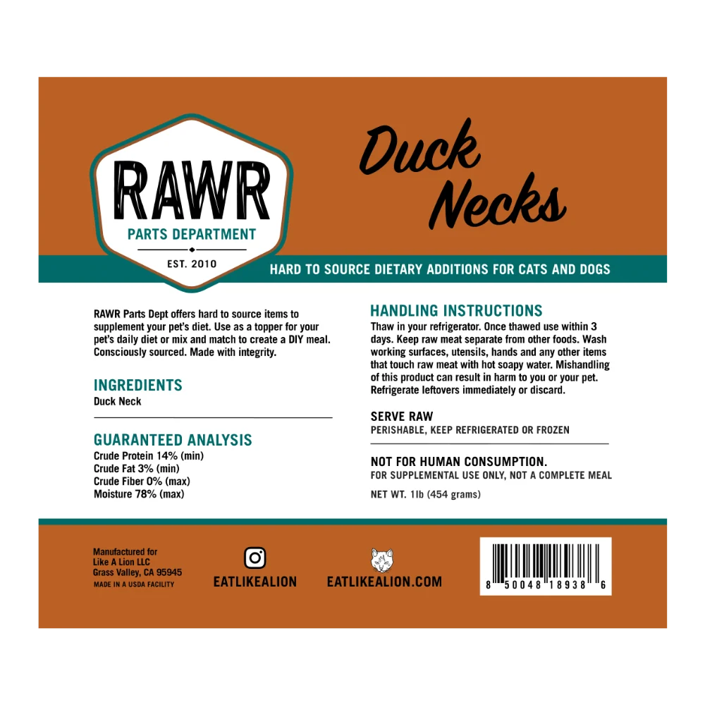 RAWR Dog - Frozen Duck Neck