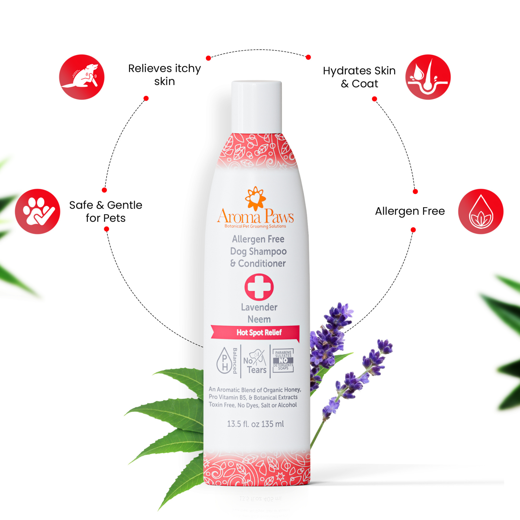 AROMA PAWS Dog - Allergen Free Hot Spot Relief Shampoo 13.5 oz