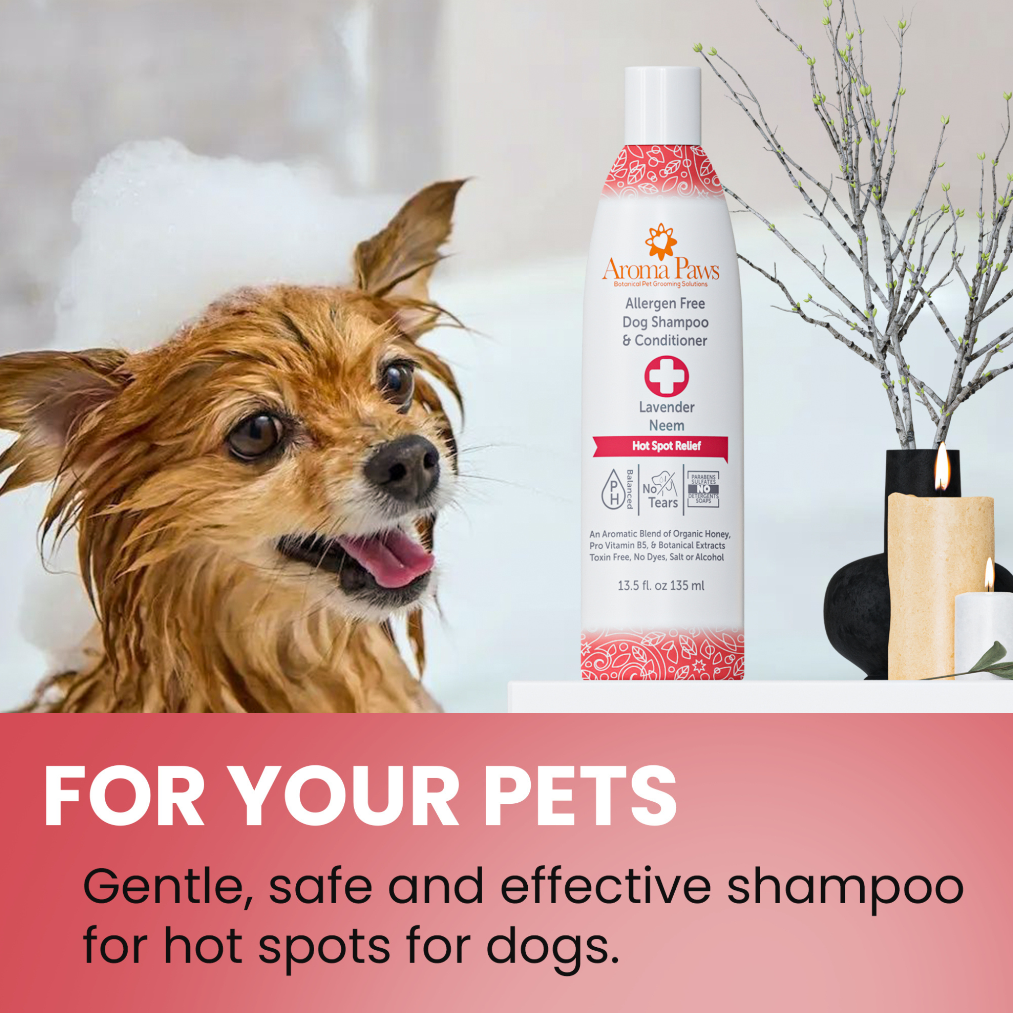 AROMA PAWS Dog - Allergen Free Hot Spot Relief Shampoo 13.5 oz