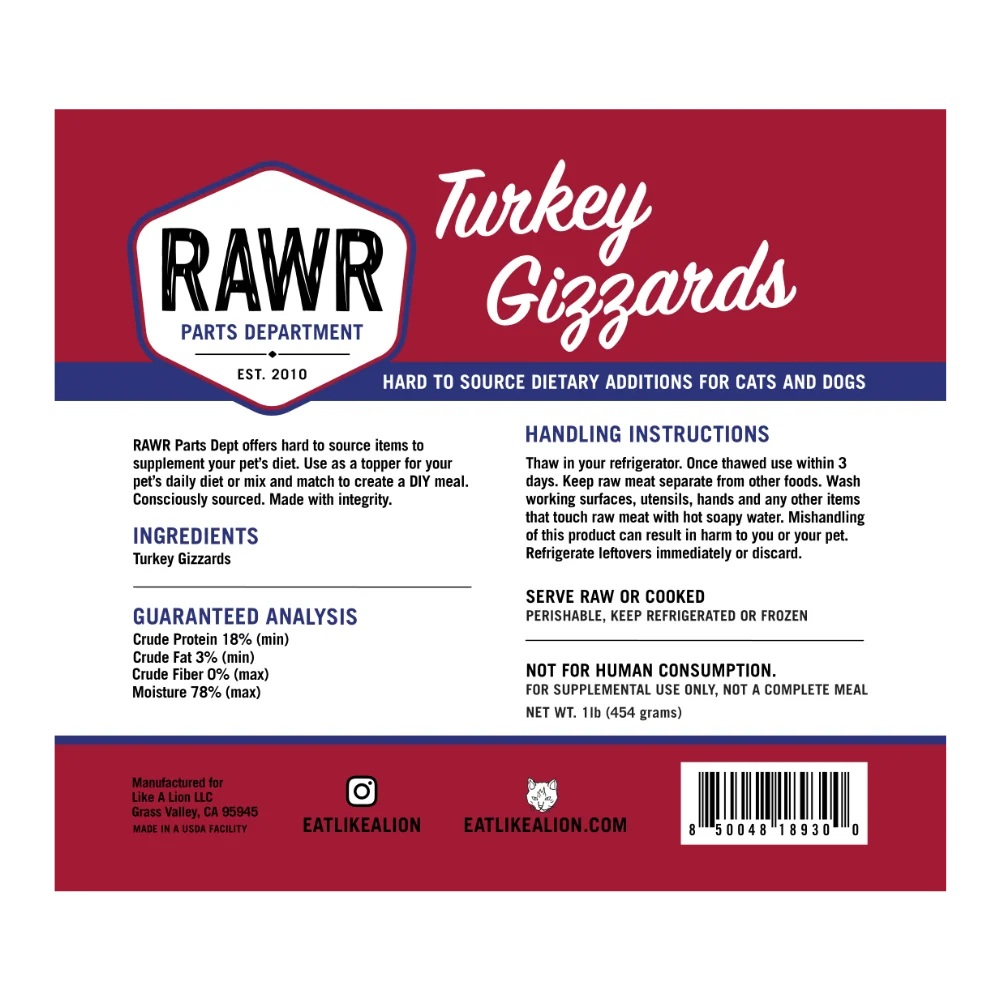RAWR Dog - Frozen Turkey Gizzard