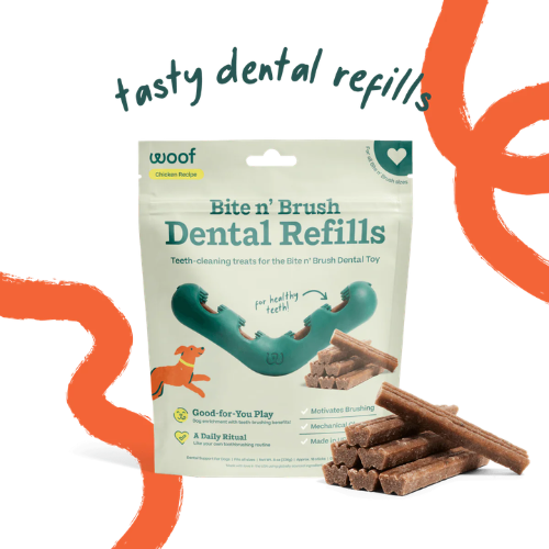 WOOF Dog - Bite N' Brush Beef Sticks Refills Dental Treats 8 oz