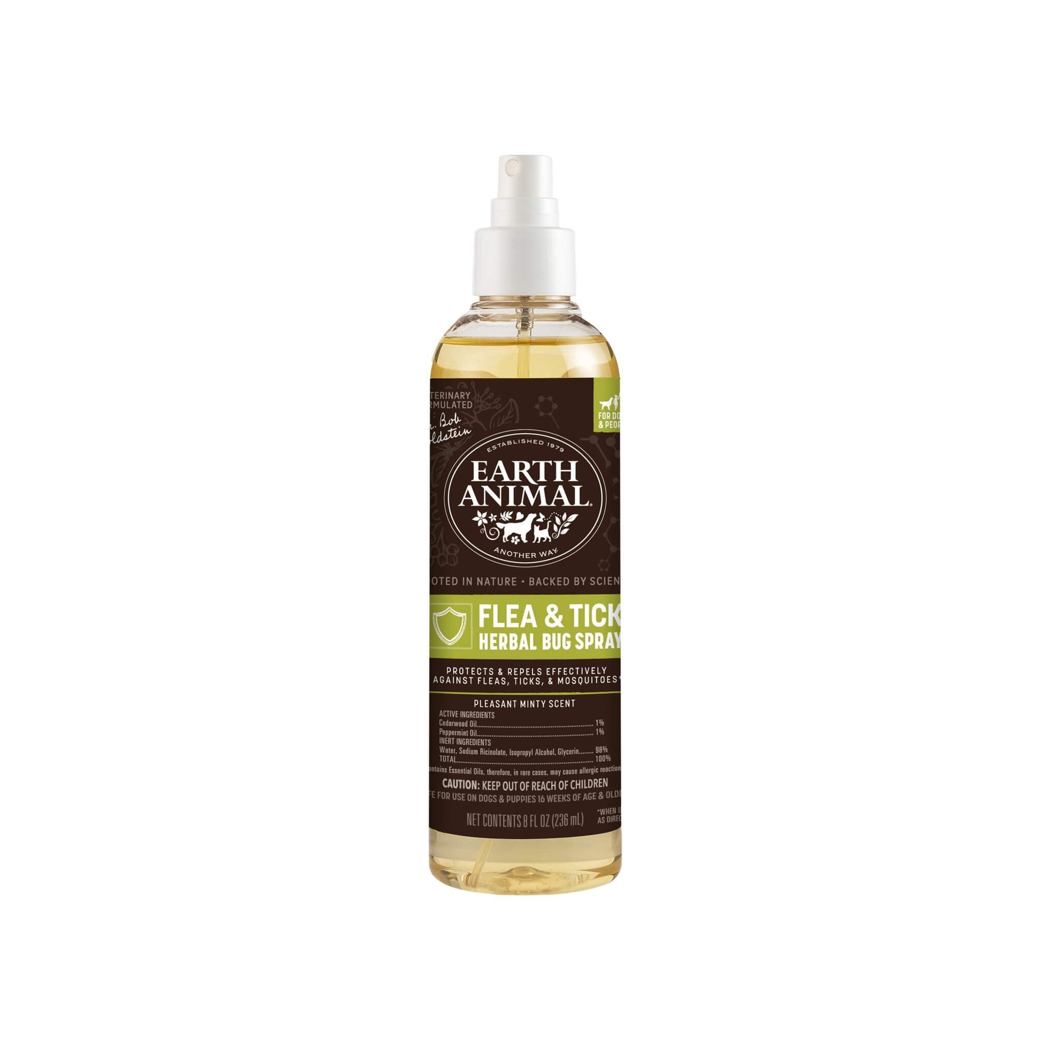 EARTH ANIMAL DOG APOTHECARY NATURAL FLEA & TICK HERBAL BUG SPRAY FOR DOGS & PEOPLE 8OZ