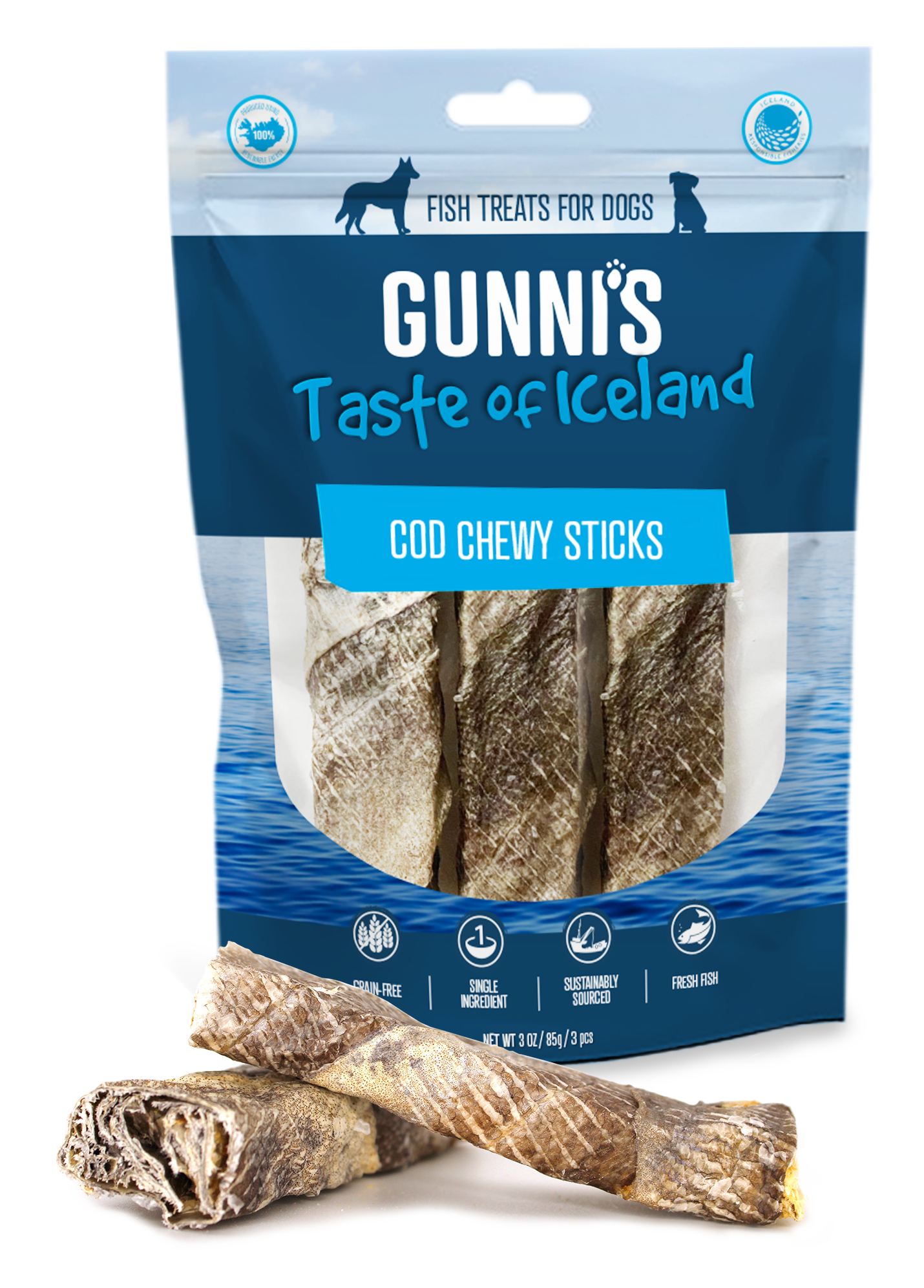 GUNNI'S DOG WOLFFISH CHEWY STICKS 3 PACK