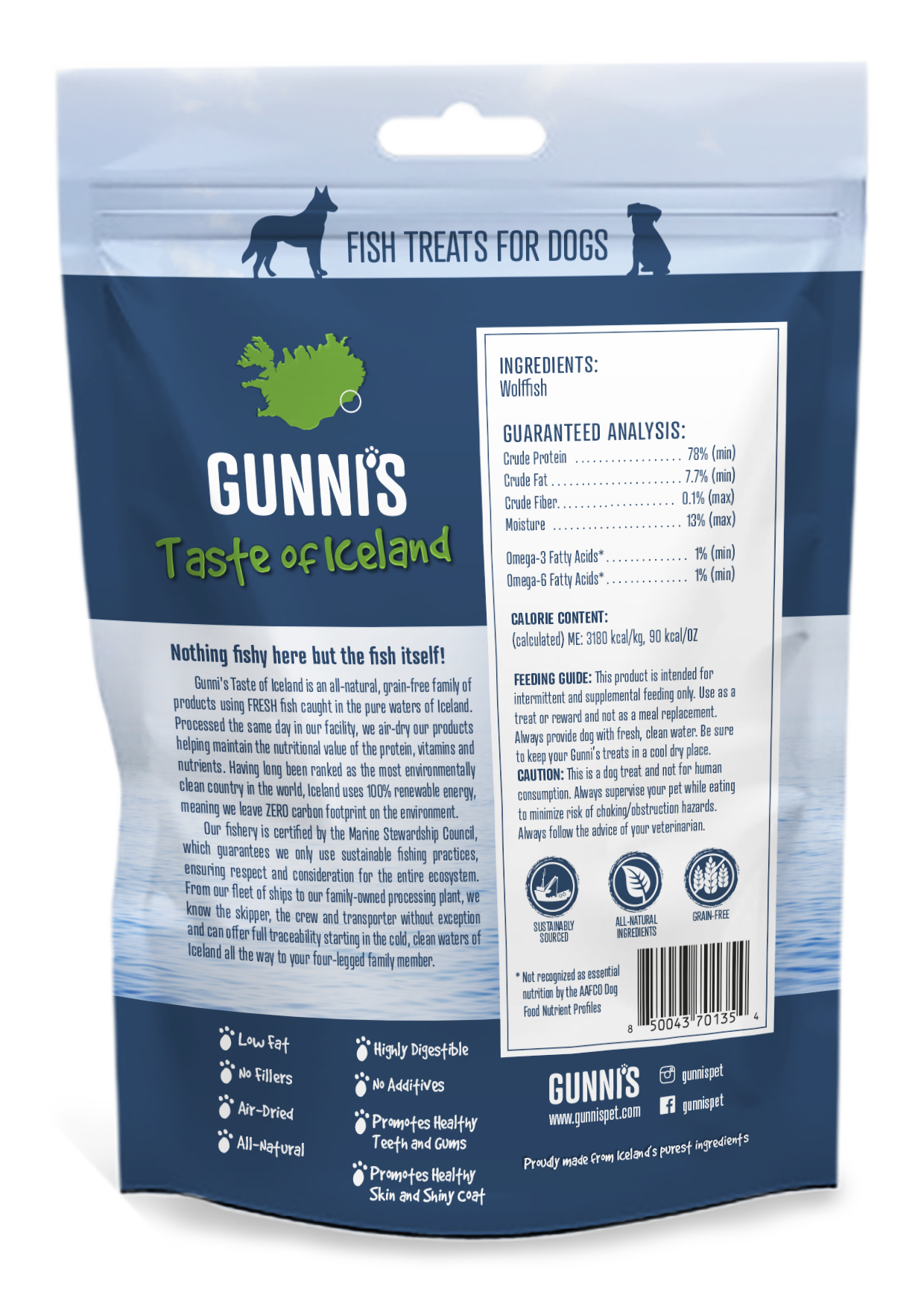 GUNNI'S DOG WOLFFISH CHEWY STICKS 3 PACK