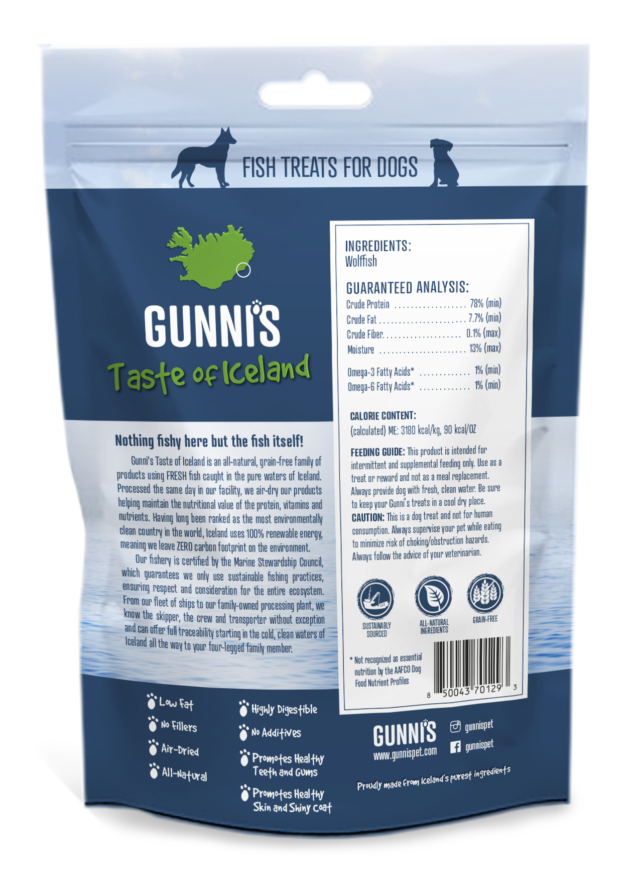 GUNNI'S DOG WOLFFISH SKIN SHORTIES 2.5OZ