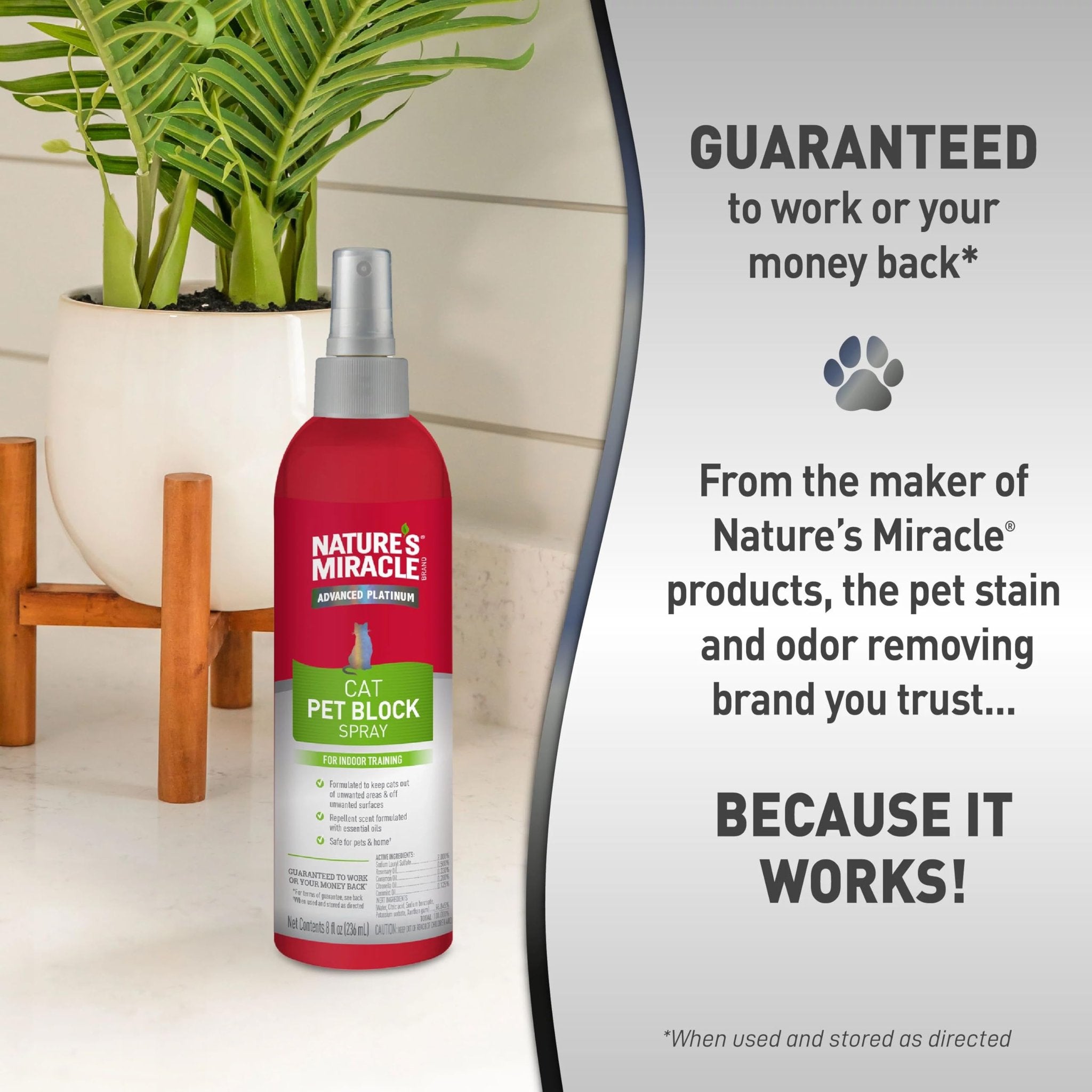 Nature's Miracle Advanced Platinum Cat Pet Block Repellent Spray, 8Oz, Indoor Training Aid for Cats (B09Y2HCBPQ)