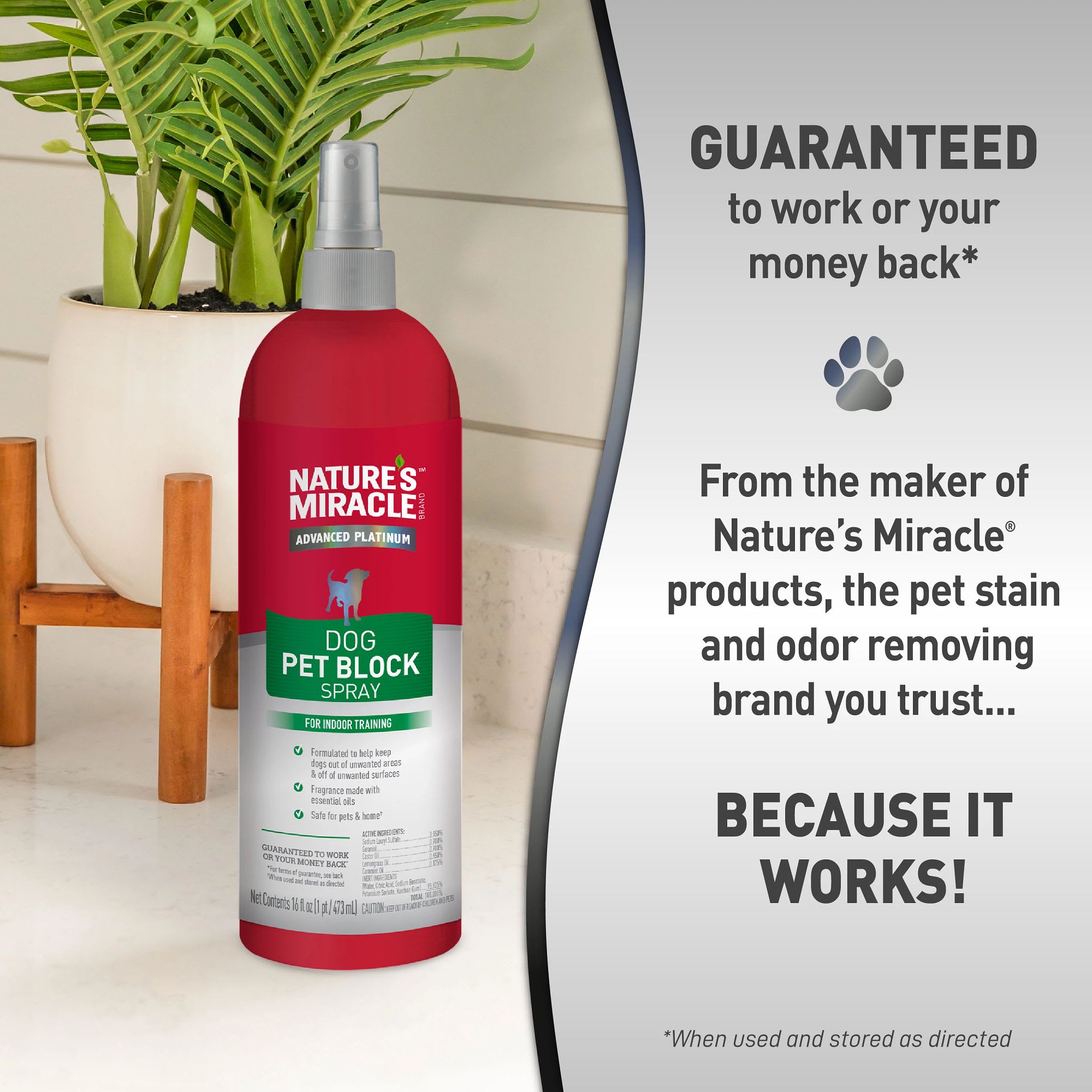 Nature's Miracle Advanced Platinum Dog Pet Block Repellent Spray, 16 fl. oz.