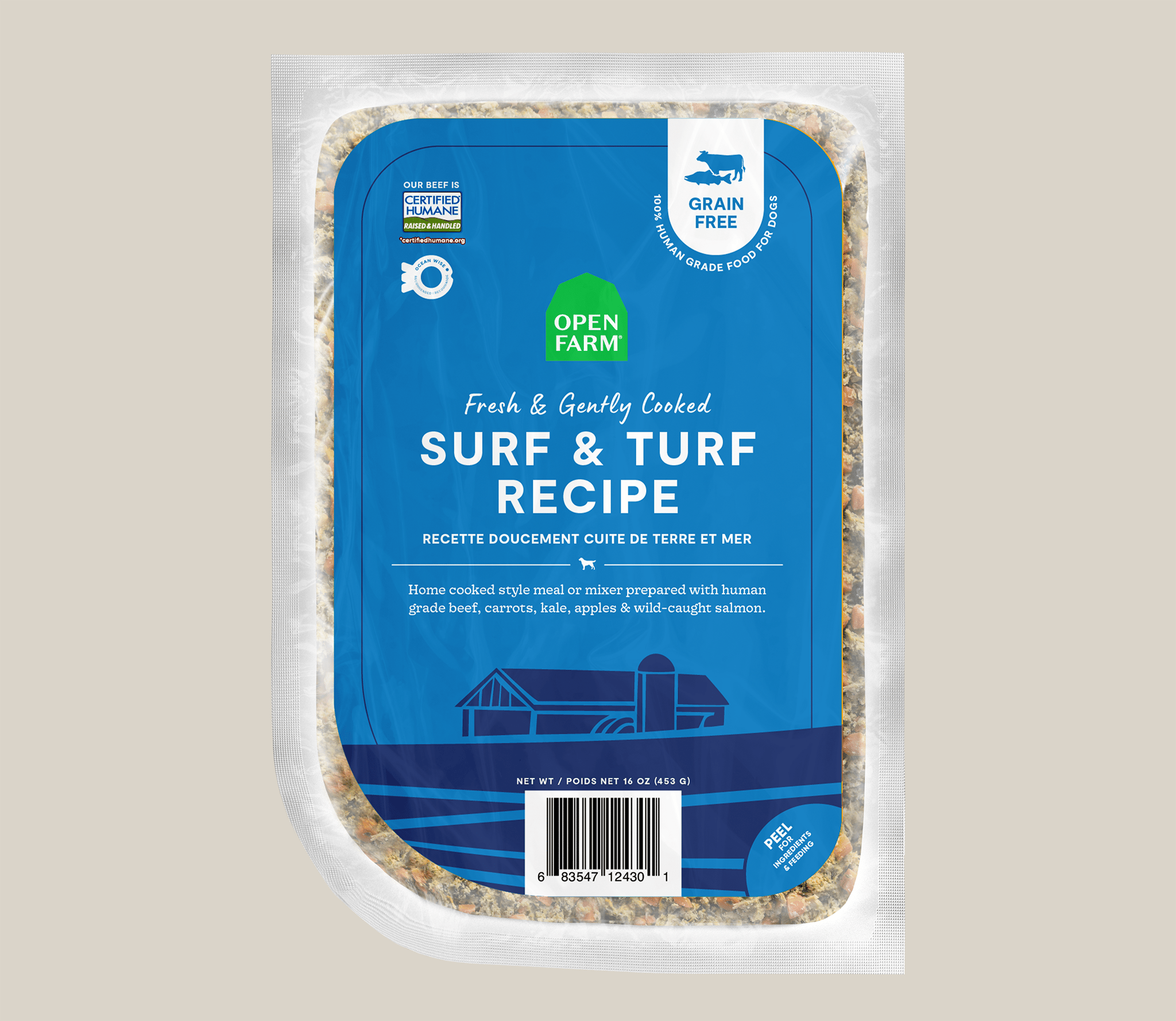 OPEN FARM DOG FROZEN GENTLY COOKED SURF & TURF 16OZ
