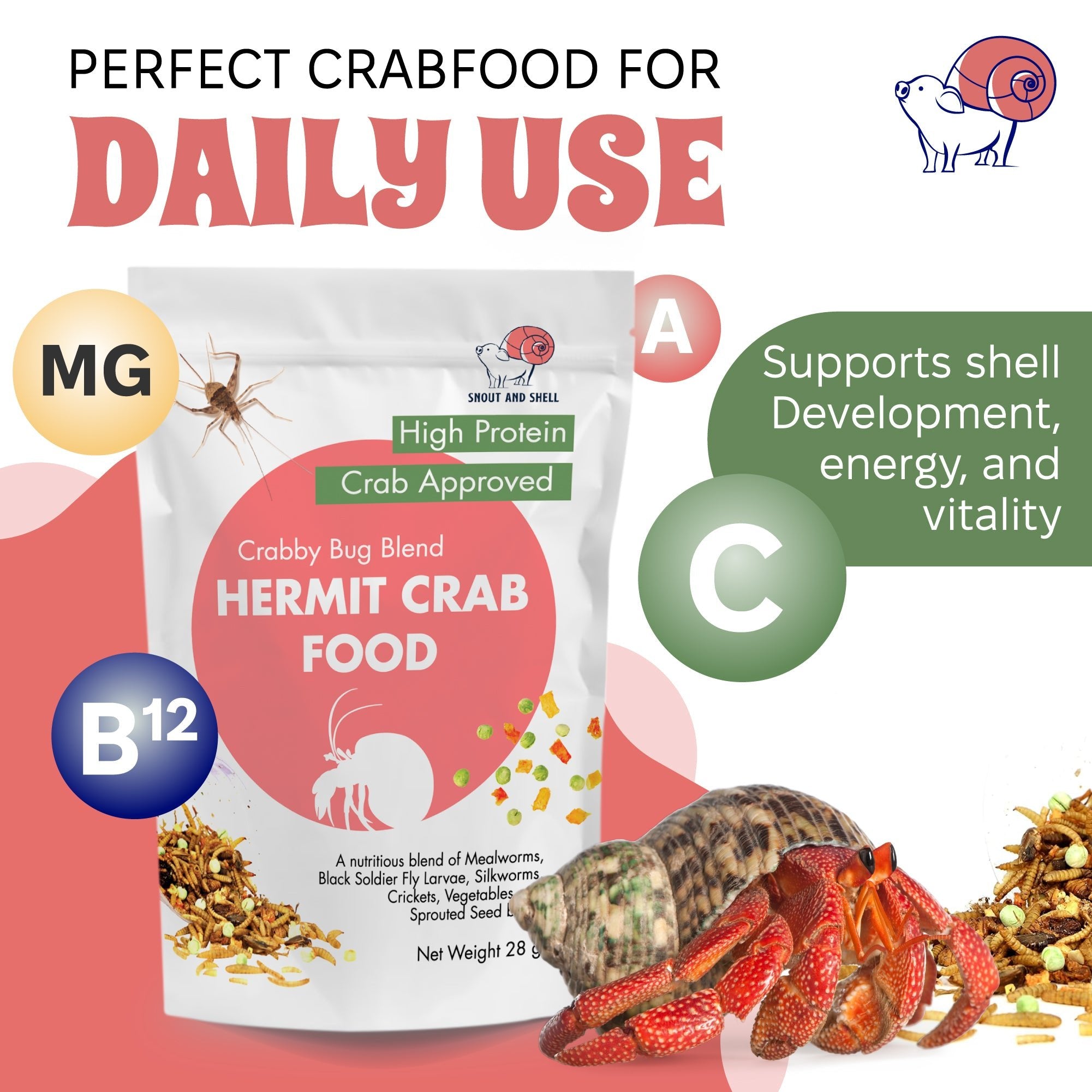 Snout and Shell Hermit Crab Food - Crabby Bug Blend