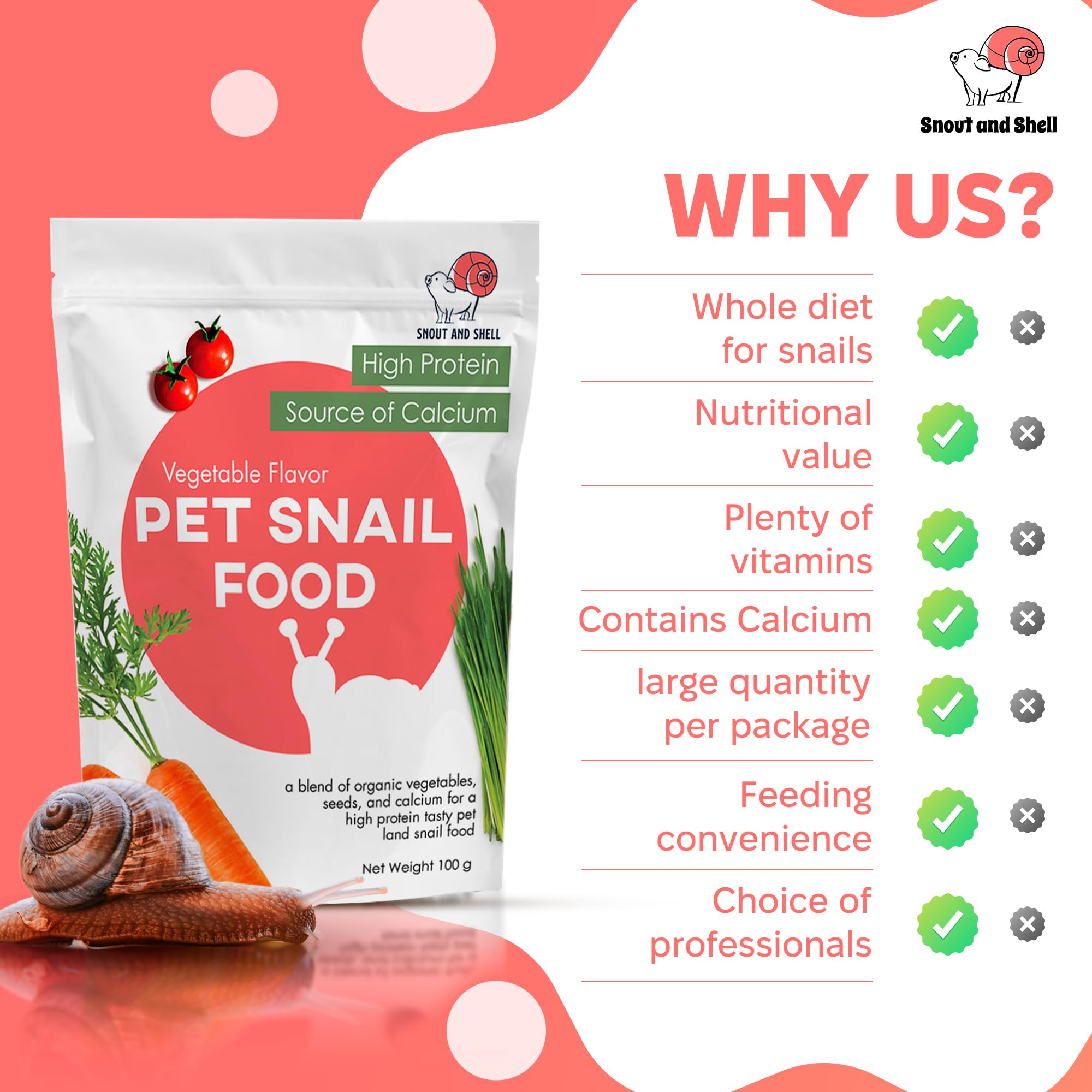 Snout and Shell Snail Food - Vegetable Flavor