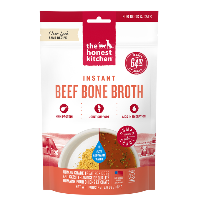THE HONEST KITCHEN Dog & Cat - Instant Beef Bone Broth Powder With Turmeric 3.6 oz