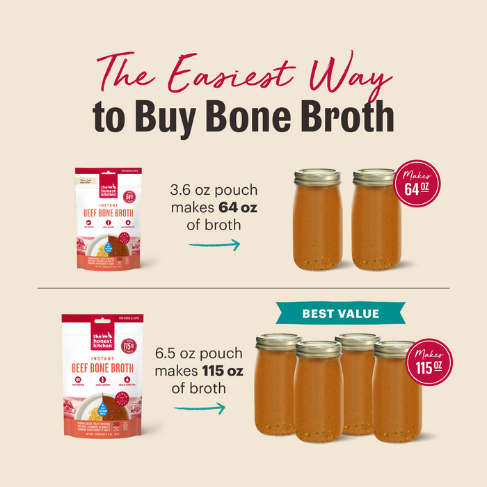 THE HONEST KITCHEN Dog & Cat - Instant Beef Bone Broth Powder With Turmeric 3.6 oz