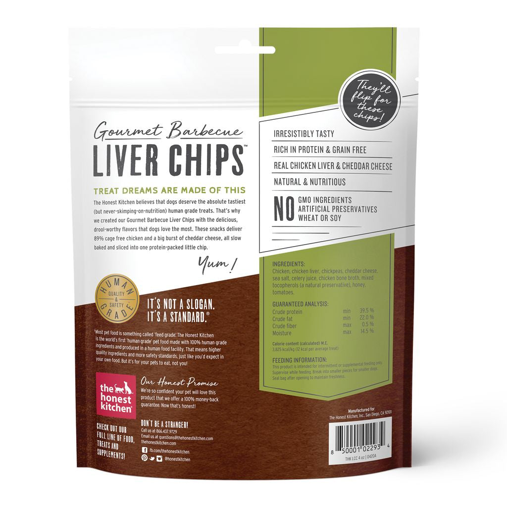 THE HONEST KITCHEN Dog - Gourmet Chicken Liver & Cheddar Chips Treats 4 oz