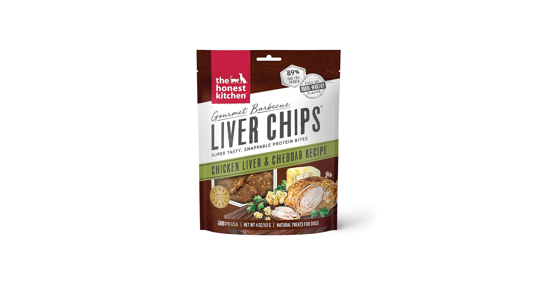 THE HONEST KITCHEN Dog - Gourmet Chicken Liver & Cheddar Chips Treats 4 oz