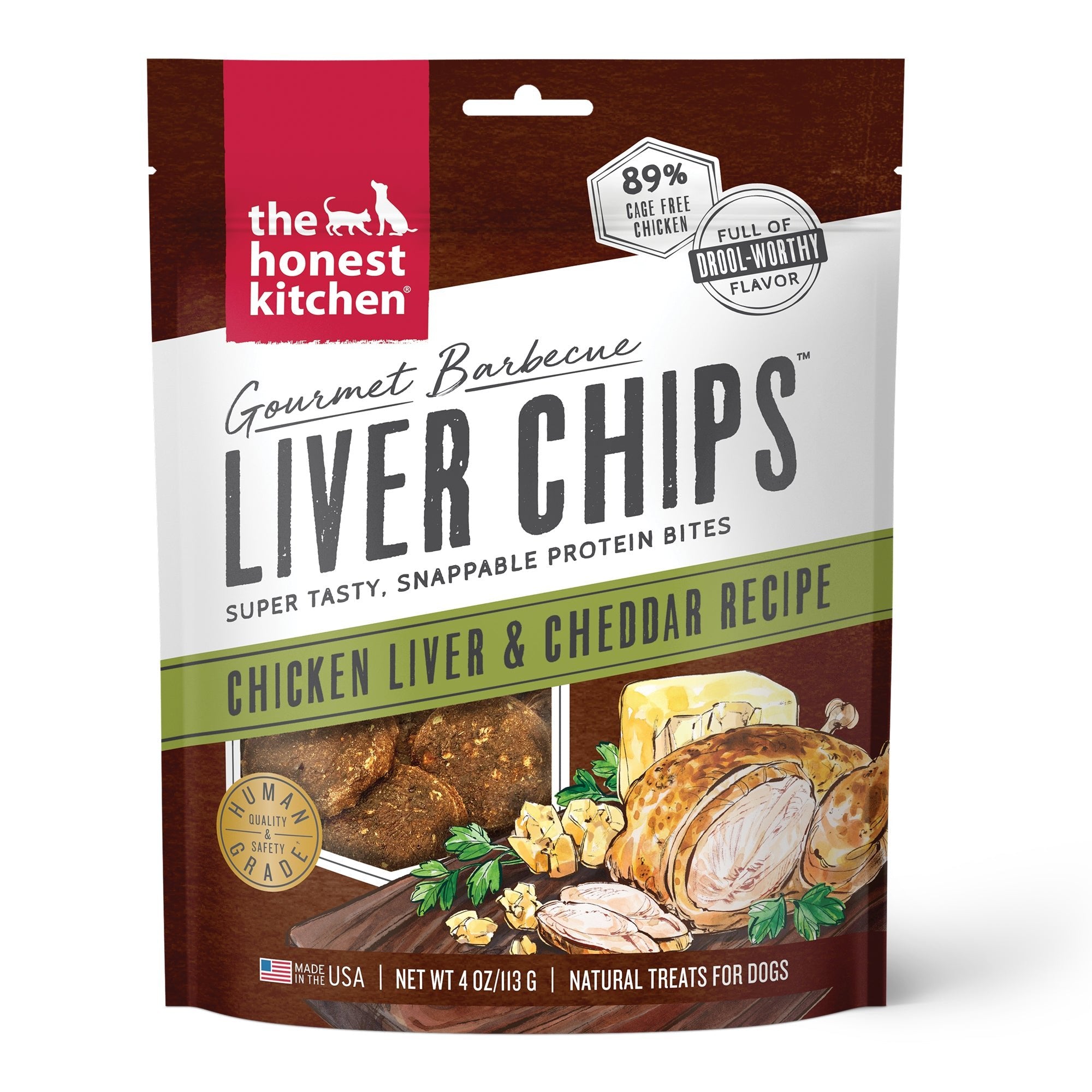 THE HONEST KITCHEN Dog - Gourmet Chicken Liver & Cheddar Chips Treats 4 oz