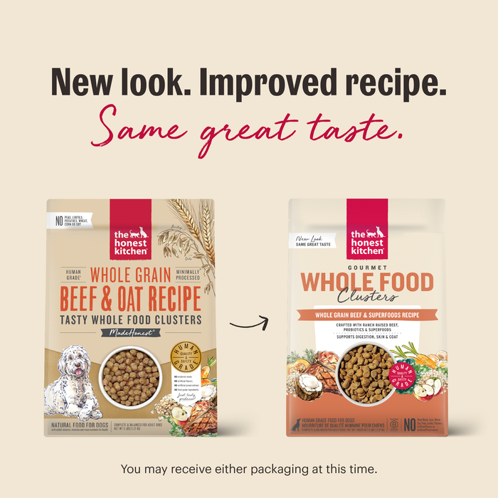 THE HONEST KITCHEN Dog - Whole Grain Beef & Oat Whole Food Clusters Kibble 5 lb