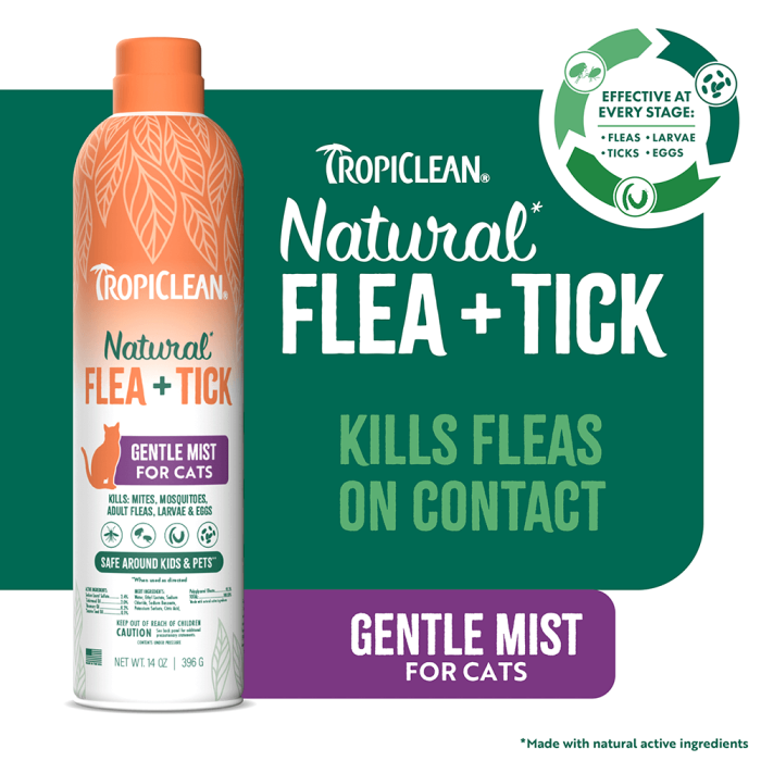TROPICLEAN Cat - Natural Flea & Tick Home Easy Mist Spray 14 oz