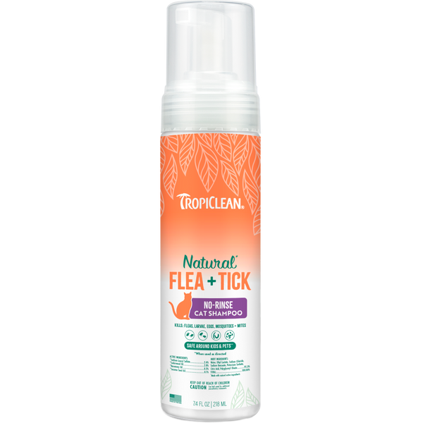 TROPICLEAN Cat - Waterless Natural Flea & Tick Shampoo 7.4 oz