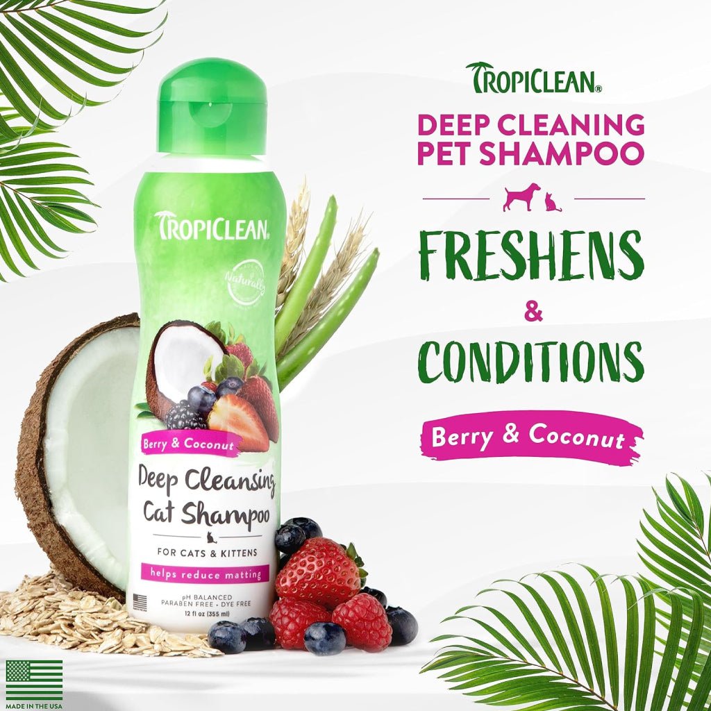 TROPICLEAN Cats & Kittens - Berry & Coconut Deep Cleansing Shampoo 12 oz