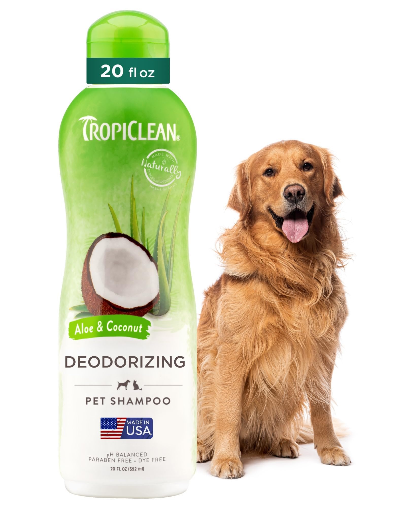 TROPICLEAN Dog & Cat - Aloe Coconut Deodorizing Pet Shampoo 20 oz