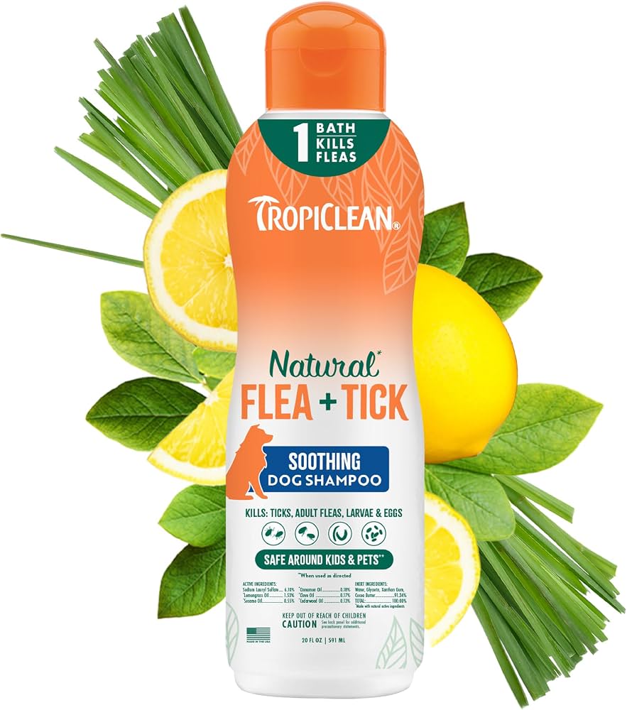 TROPICLEAN Dog - Natural Flea & Tick Soothing Shampoo 20 oz