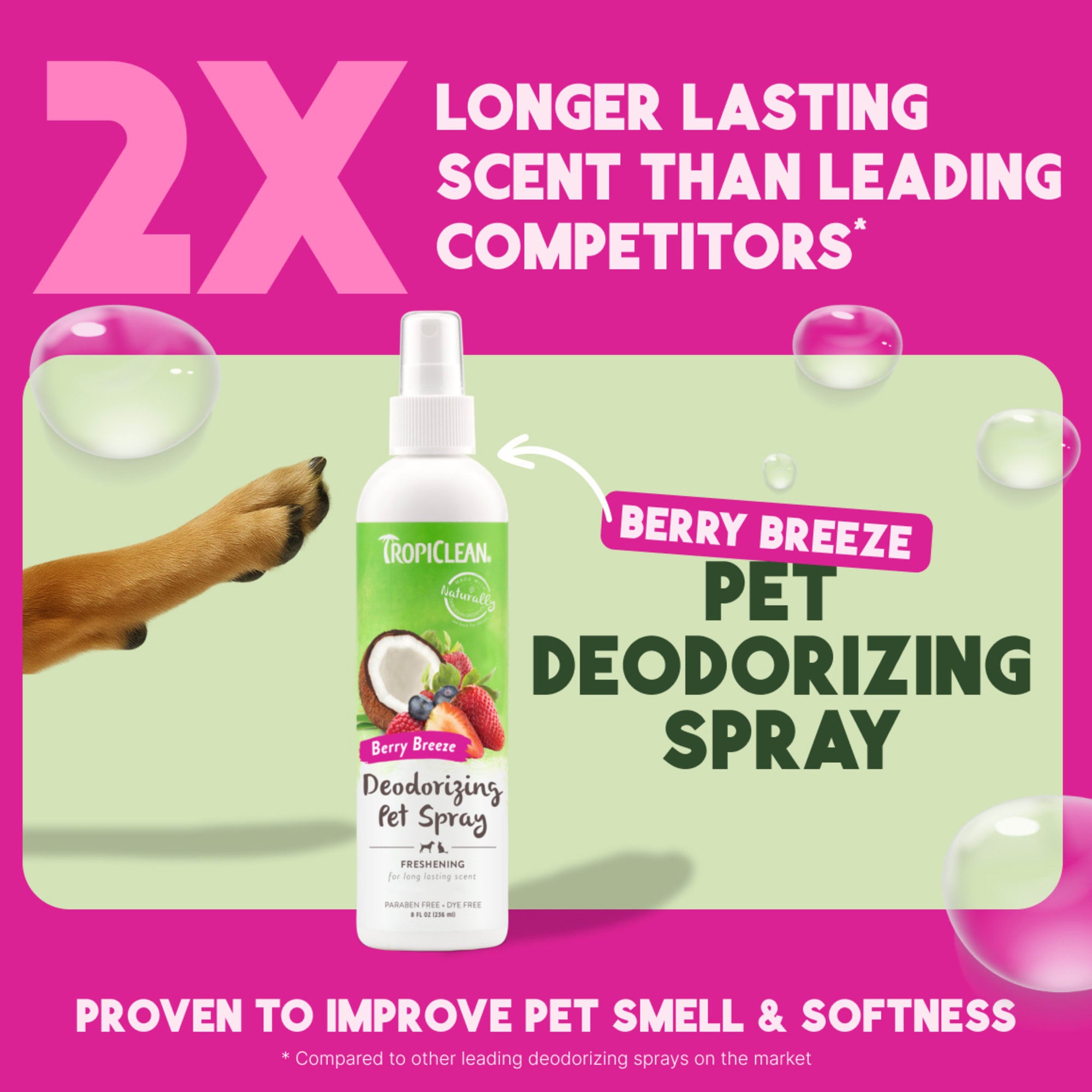 TROPICLEAN Dogs - Berry Breeze Freshening & Deodorizing Pet Spray 8 oz