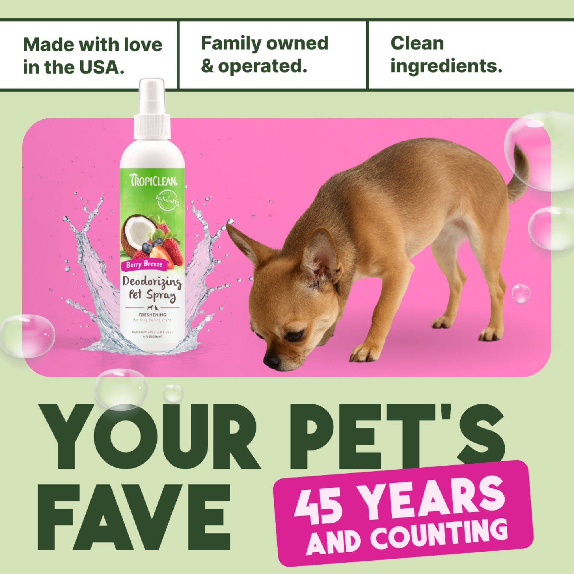 TROPICLEAN Dogs - Berry Breeze Freshening & Deodorizing Pet Spray 8 oz