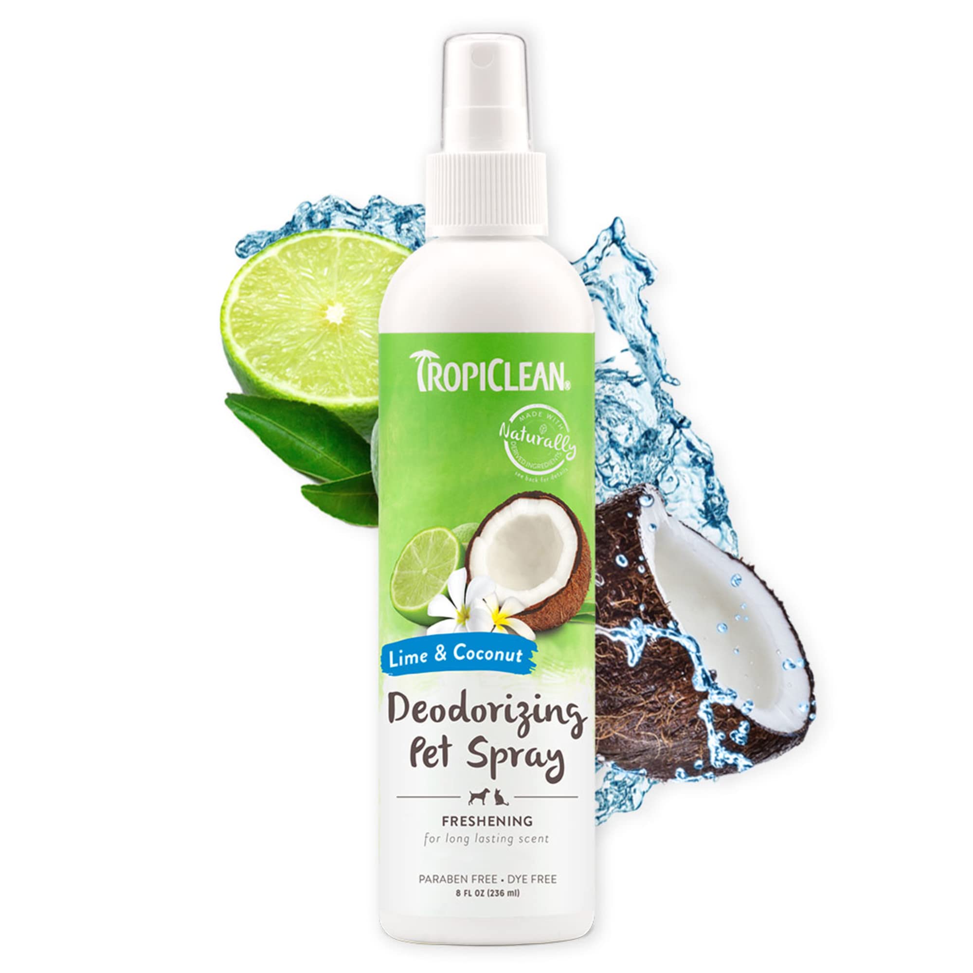 TROPICLEAN Dogs & Cats - Lime & Coconut Deodorizing Pet Spray 8 oz