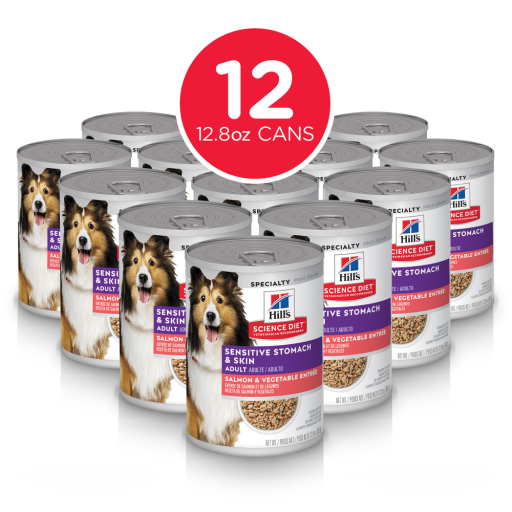 HILLS SCIENCE DIET Dog - Sensitive Stomach & Skin Salmon & Vegetable Entree Canned Food 12.8 oz
