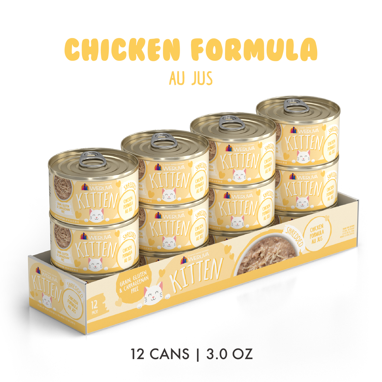 WERUVA CAT KITTEN CHICKEN FORMULA AU JUS 3OZ Ea
