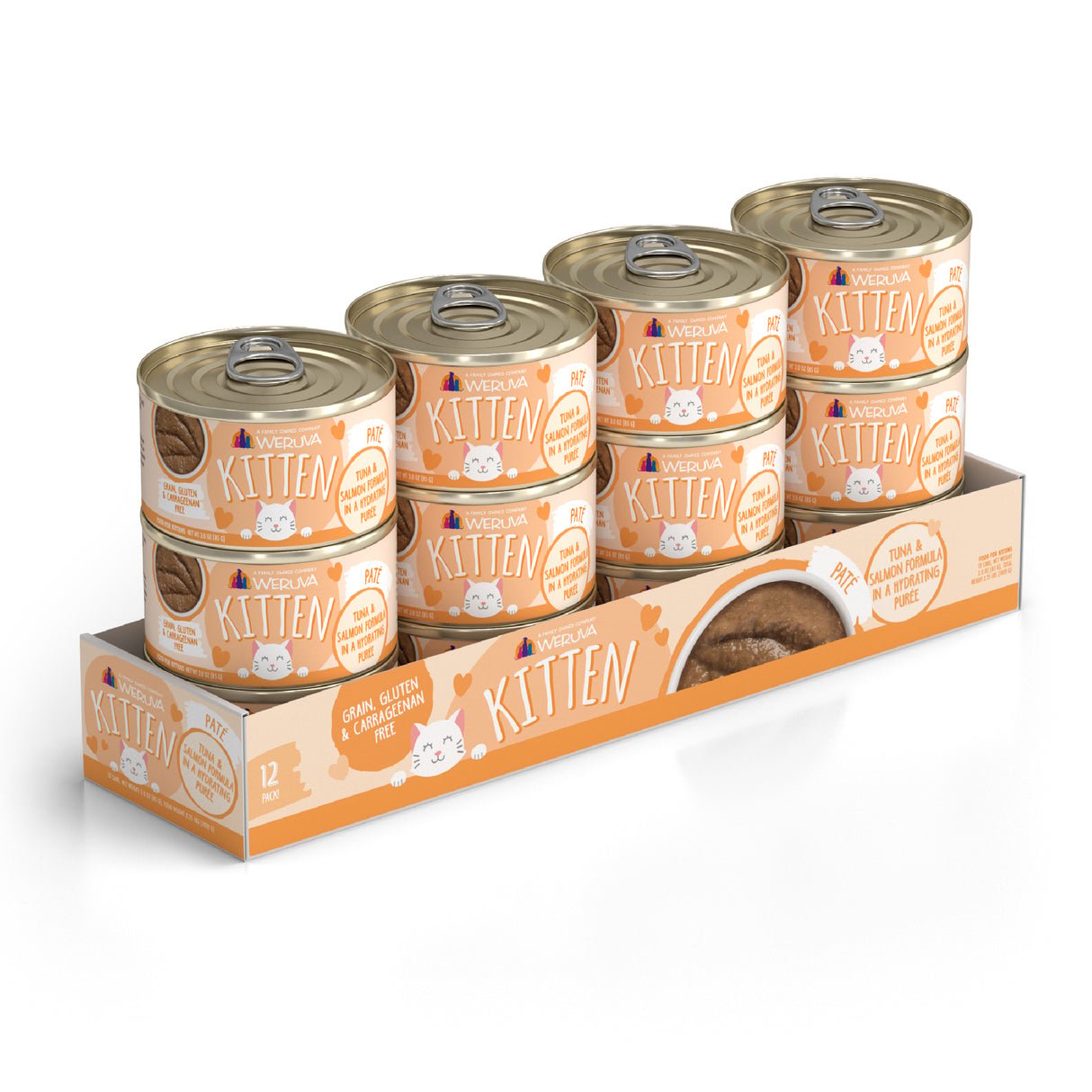 WERUVA CAT KITTEN HYDRATING PUREE TUNA & SALMON FORMULA 3OZ - Ea