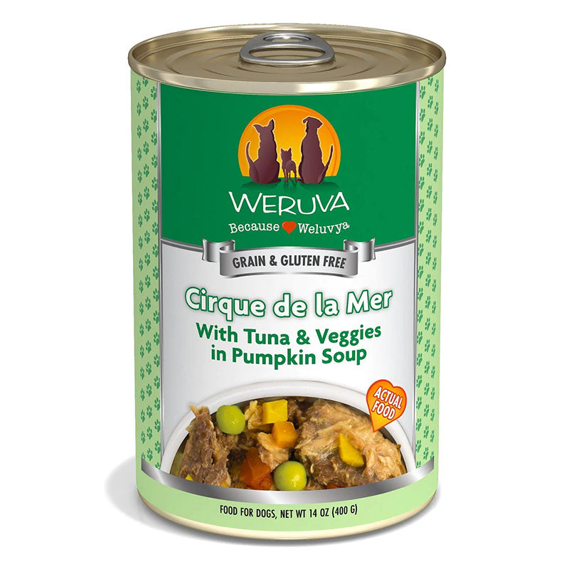 Weruva Classics Cirque De La Mer with Tuna & Veggies in Pumpkin Soup Wet Dog Food, 14 Oz.