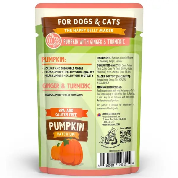 WERUVA DOG & CAT PUMPKIN PATCH UP PUMPKIN GINGER & TURMERIC 1.05OZ POUCH
