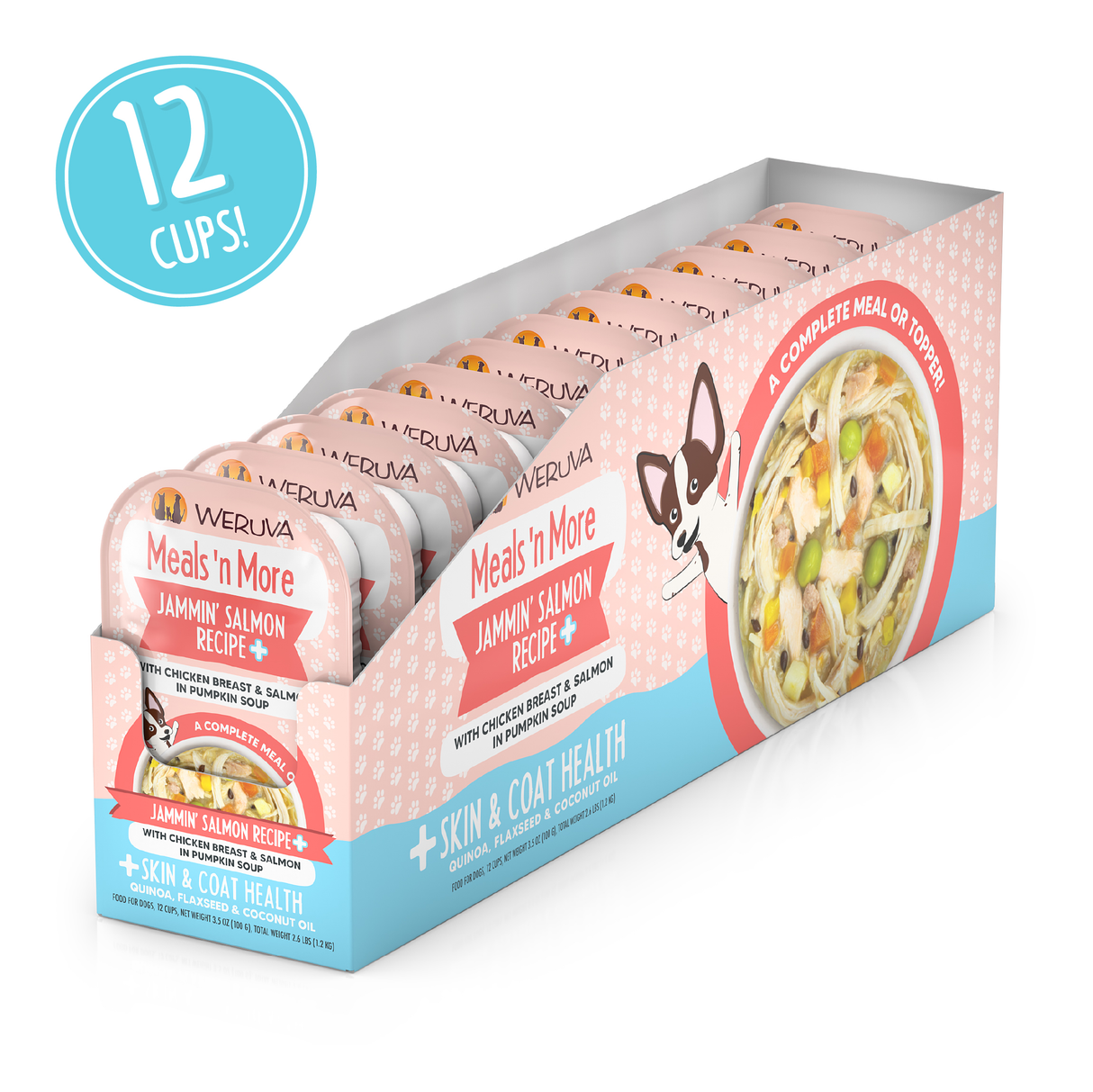 WERUVA DOG MEALS N' MORE JAMMIN SALMON RECIPE PLUS 3.5OZ CUP