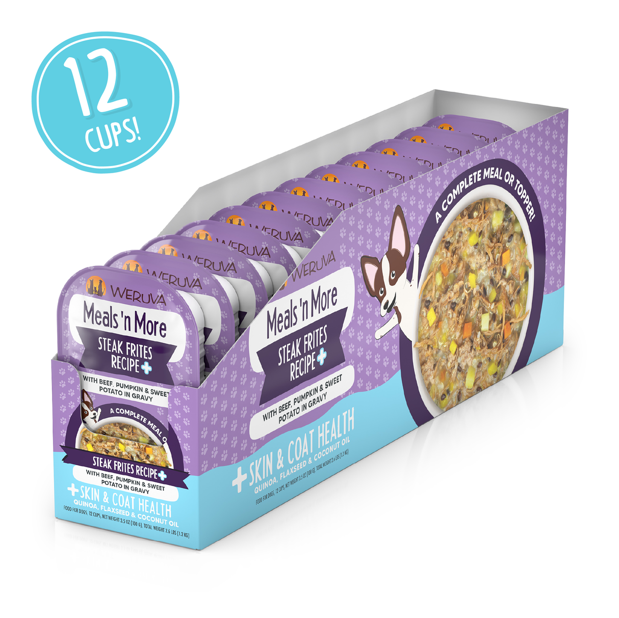 WERUVA DOG MEALS N' MORE STEAK FRITES RECIPE PLUS 3.5OZ CUP