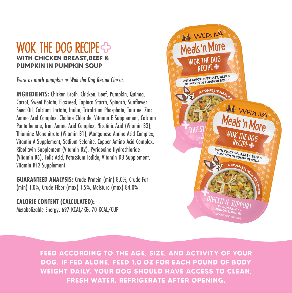 WERUVA DOG MEALS N' MORE WOK THE DOG RECIPE PLUS 3.5OZ CUP