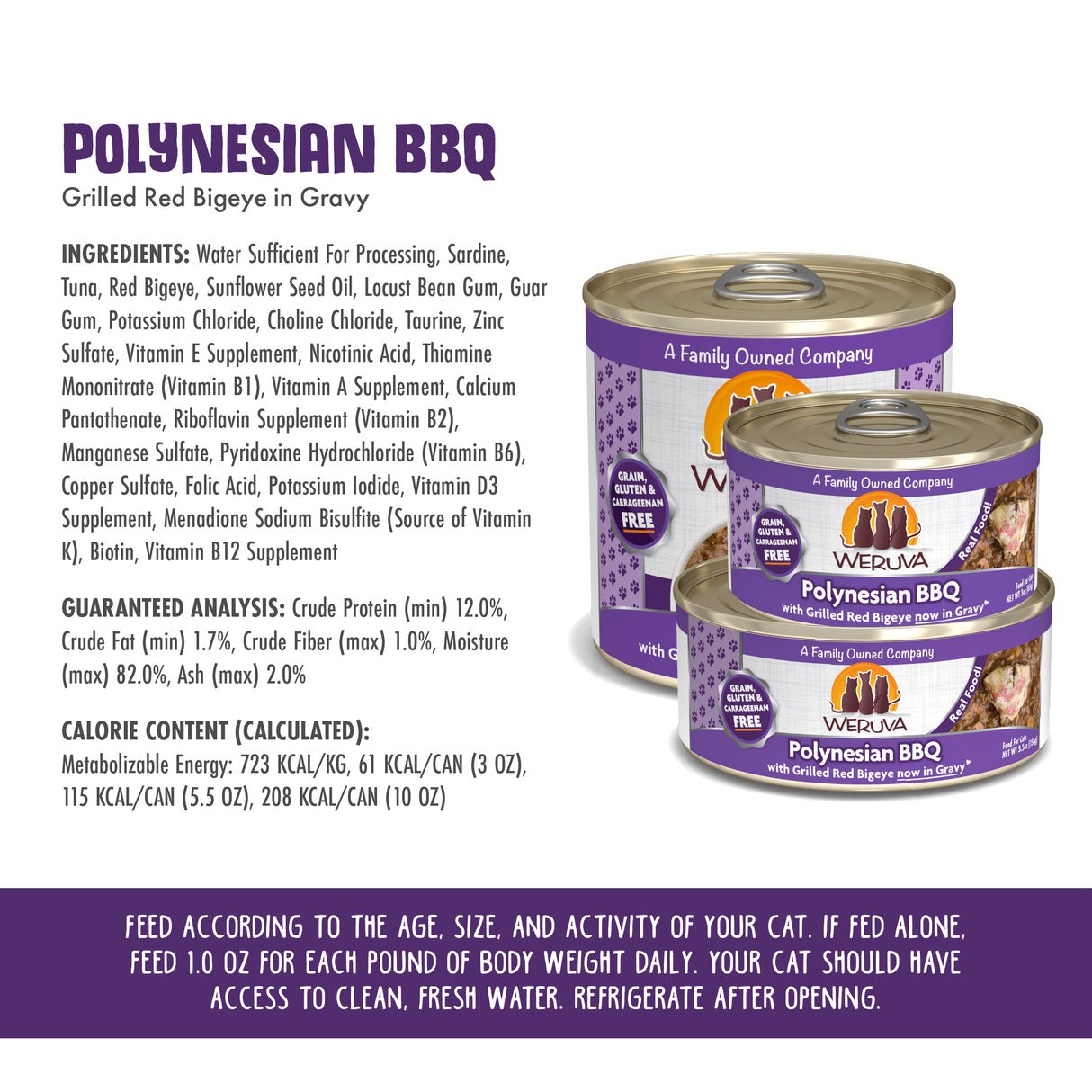 Weruva Polynesian BBQ  with Grilled Red Bigeye in Gravy 3oz