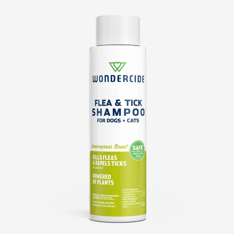 WONDERCIDE Dog & Cat - Flea & Tick Lemongrass Shampoo With Natural Essential Oils 12 oz
