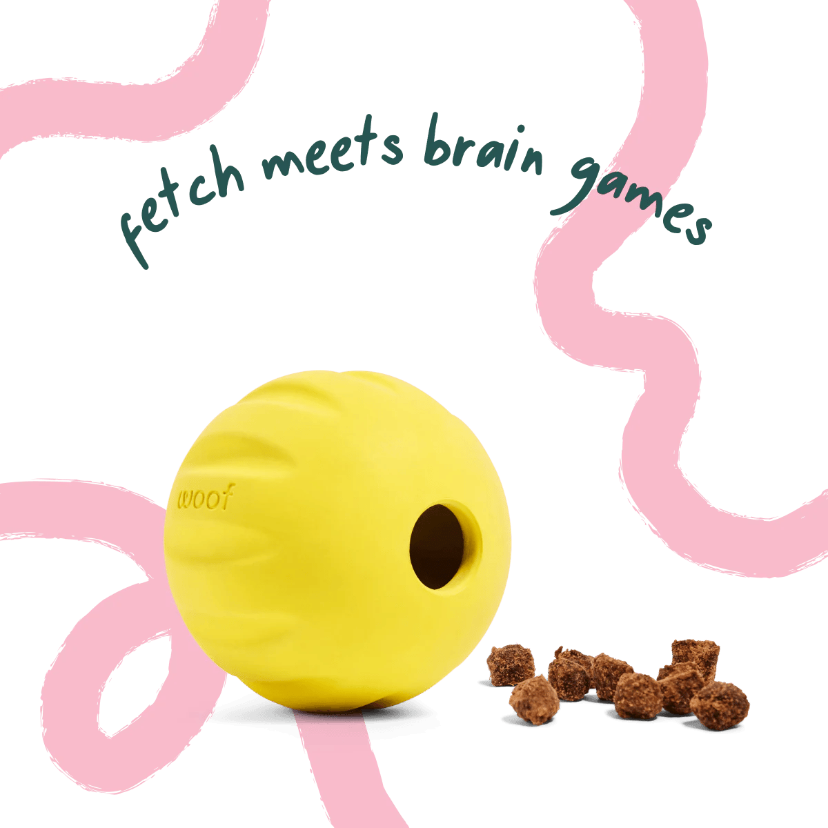 WOOF Dog - Flyball Fetch Ball & Fits Standard Launchers Interactive Toy Yellow